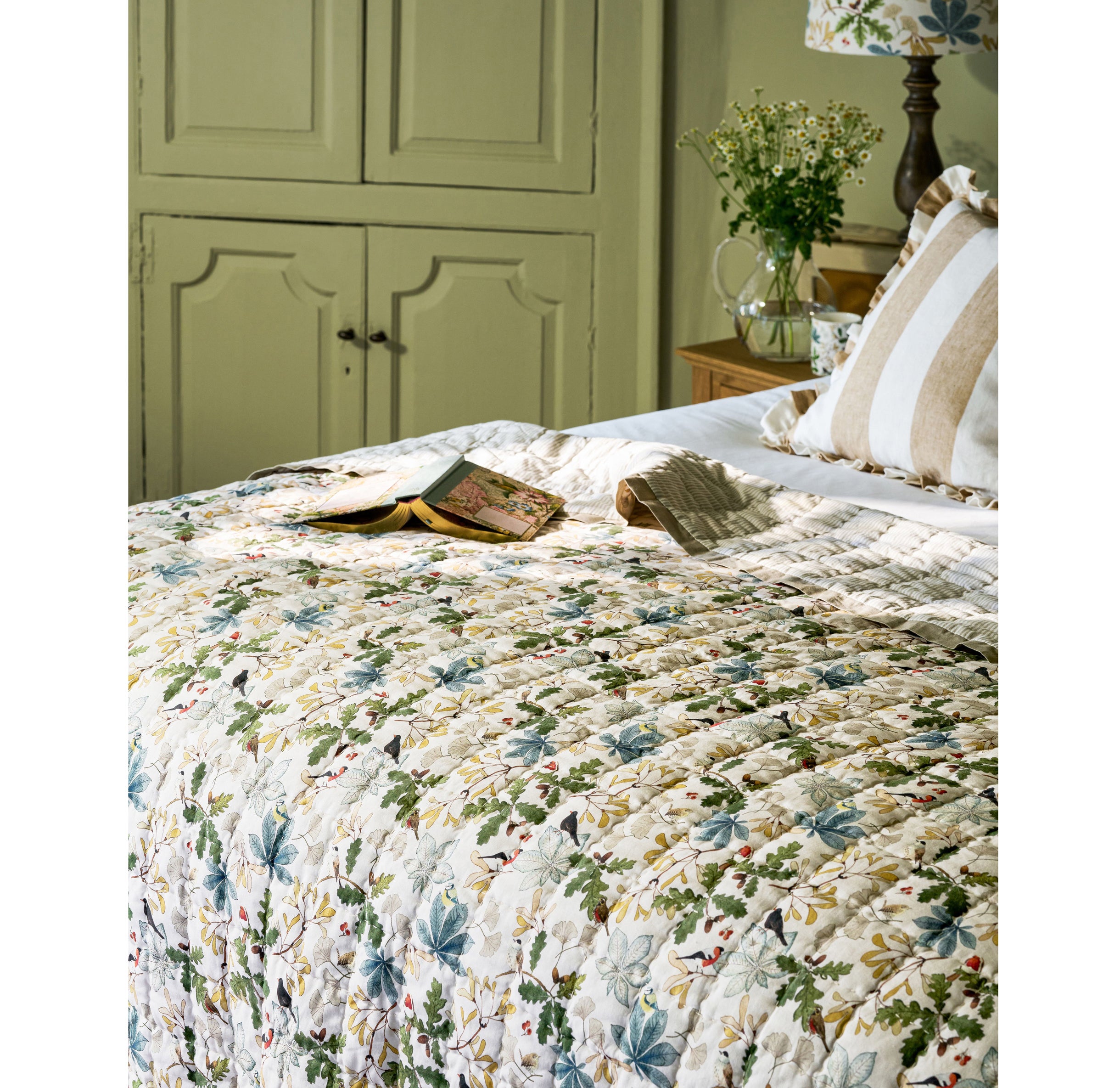 Orchard Birds Quilted Throw, Sophie Allport