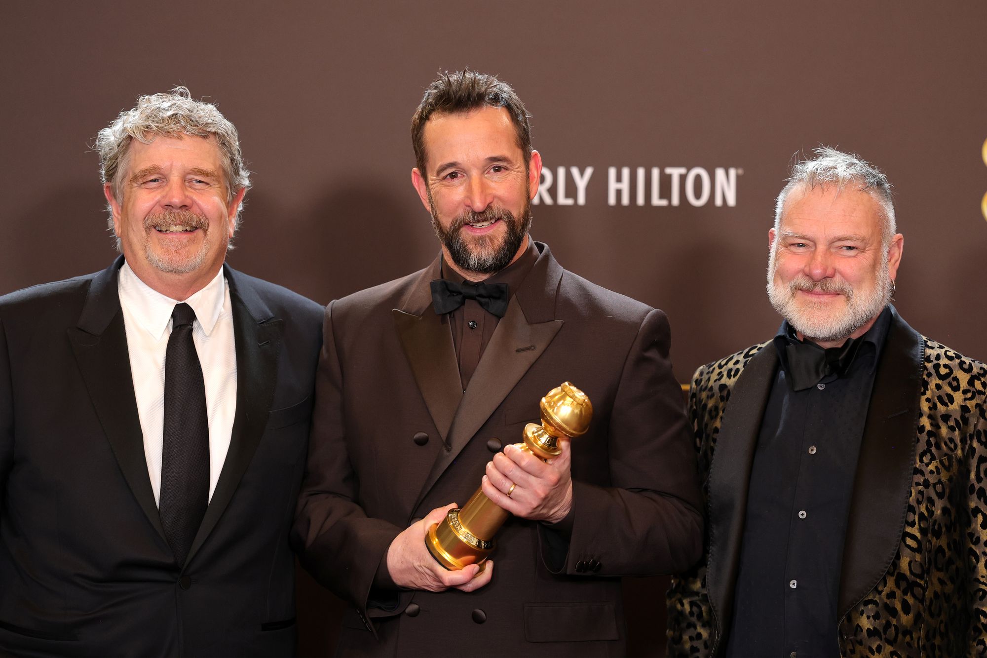 Executive producer John Wells, showrunner R. Scott Gemmill and star Noah Wyle with the Golden Globe for 'Best Television Series - Drama' for 'The Pitt' in January 2026