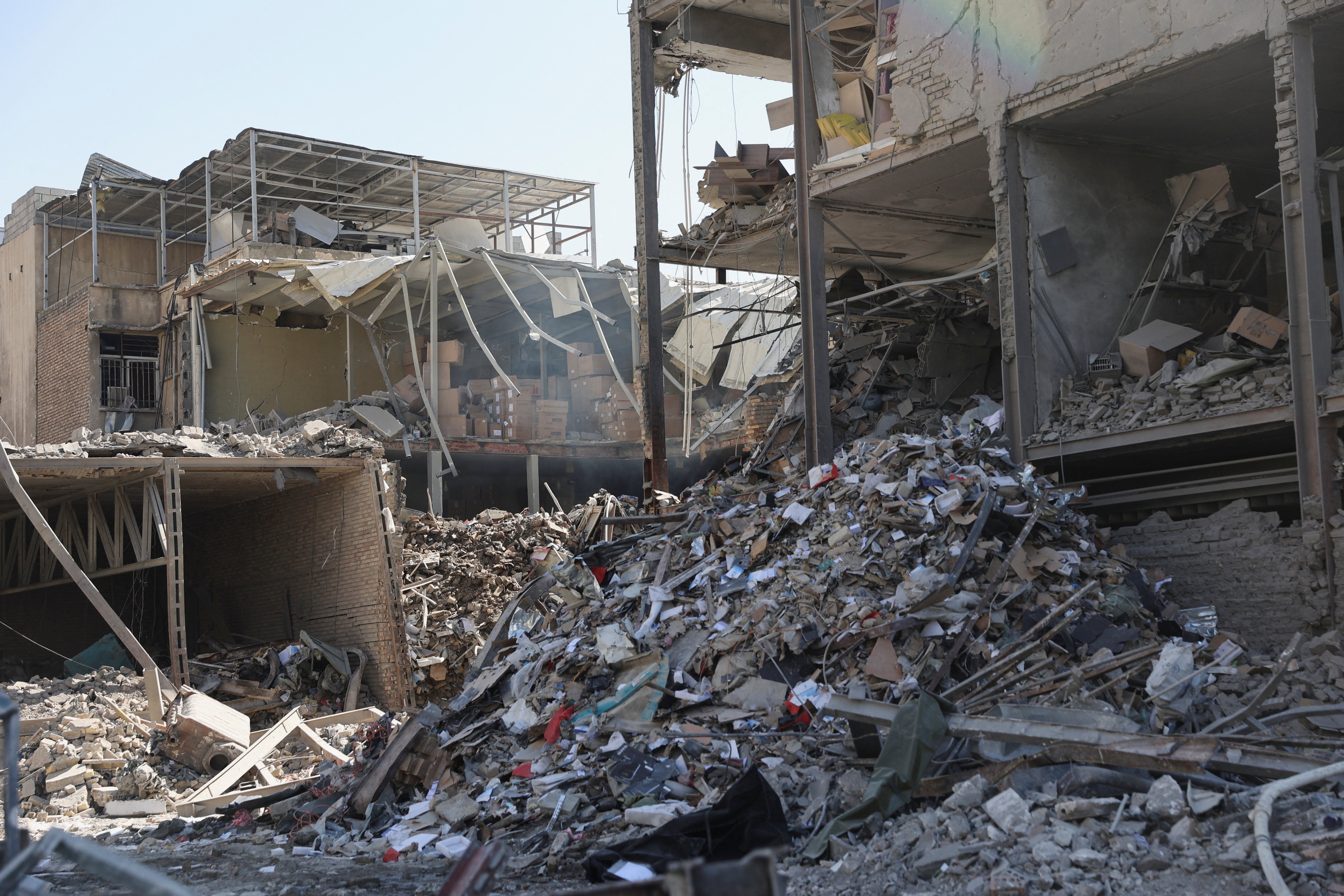 Debris lies scattered successful nan aftermath of an Israeli and U.S. onslaught connected a constabulary station, amid nan U.S.-Israeli conflict pinch Iran, successful Tehran