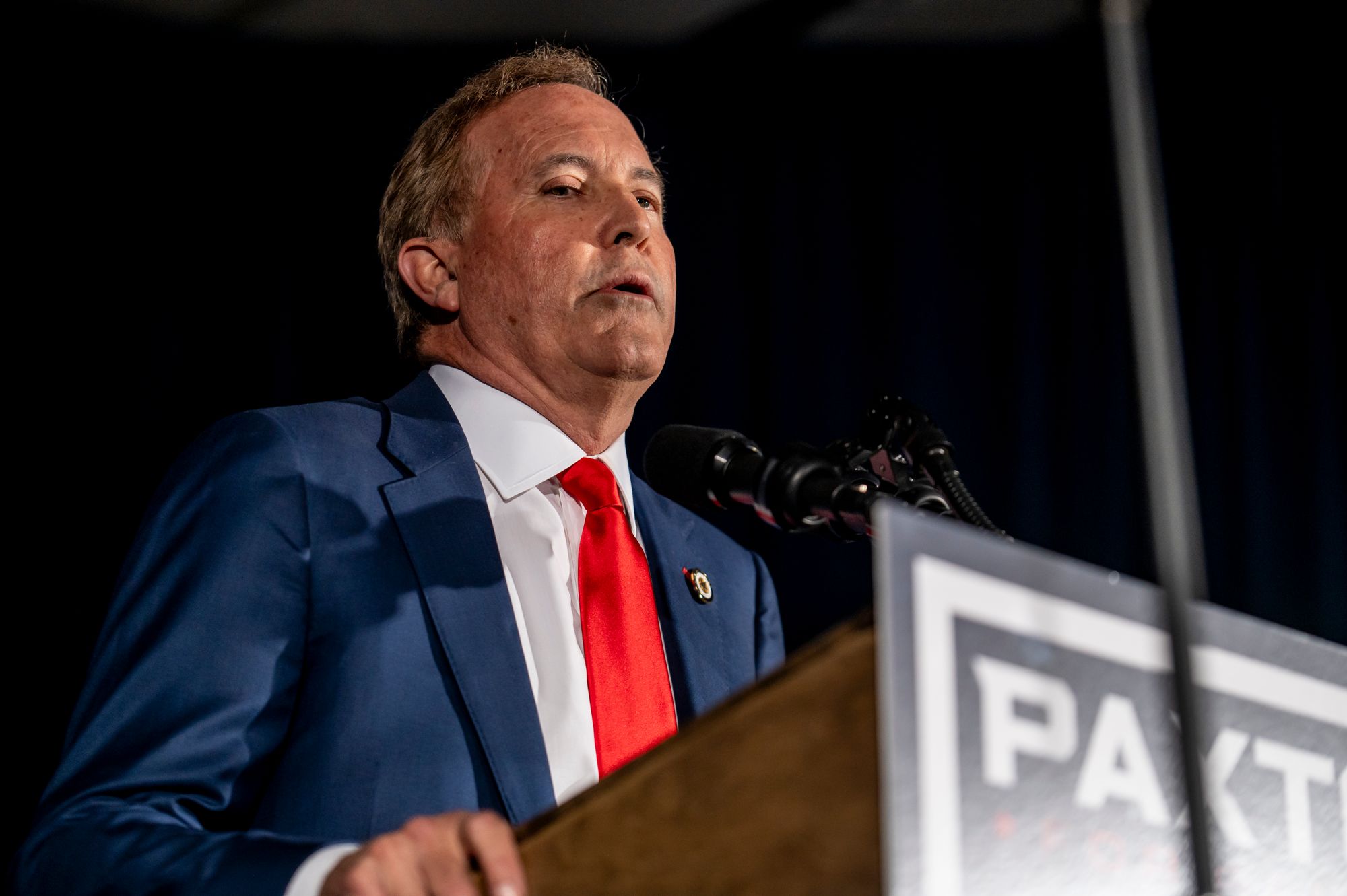 Texas Republican Senate campaigner Ken Paxton speakers to supporters astatine his watch statement successful Dallas past night