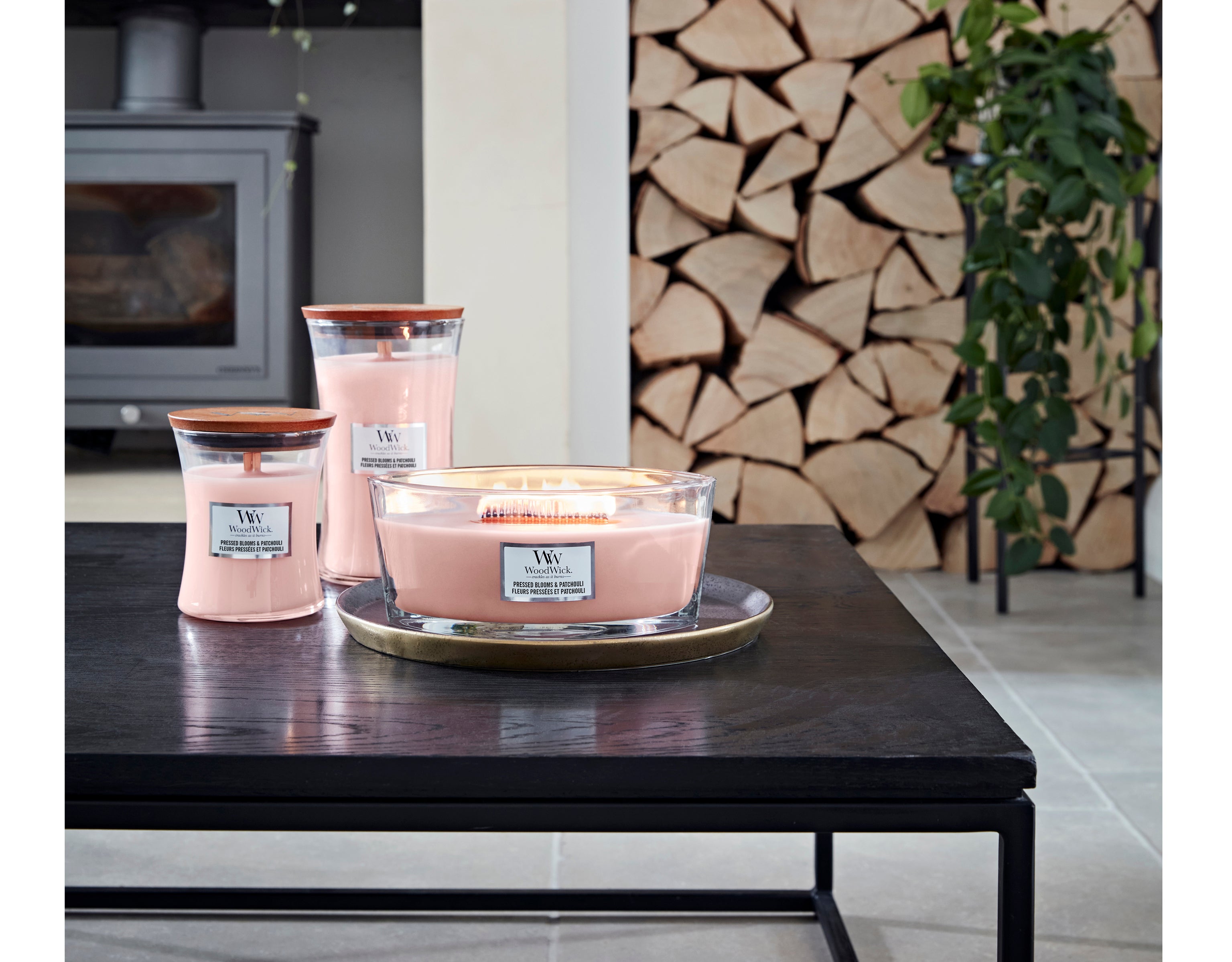 WoodWick Pressed Blooms & Patchouli Candles: Medium Hourglass; Large Hourglass; Ellipse, Yankee Candle