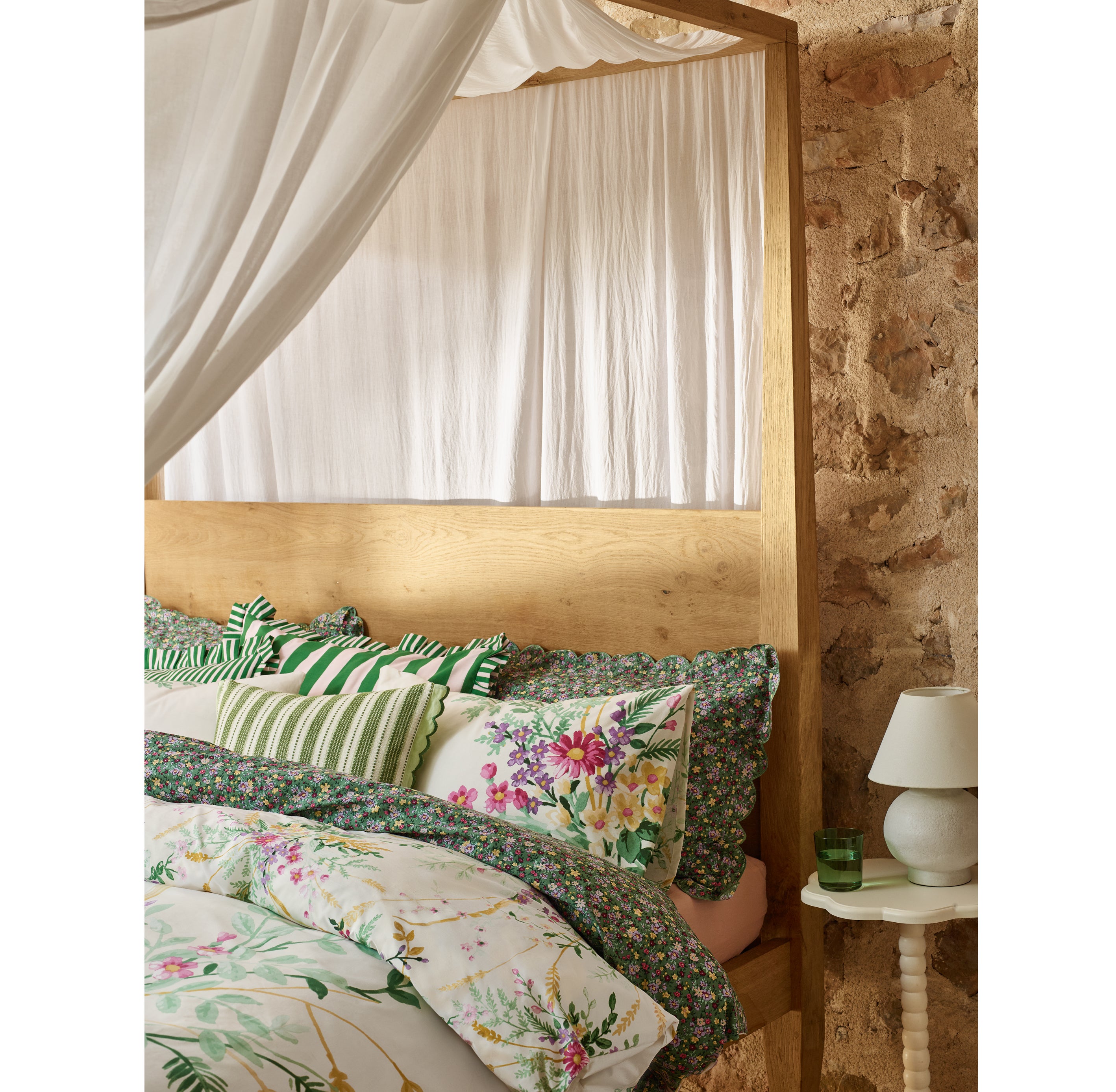 George Cream Wild Bloom Panel Duvet Set; George Green Scattered Ditsy Scallop Duvet Set, Direct.asda