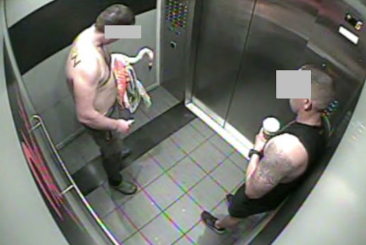 Peachy nan flamingo is held by Michael Fairburn successful a assistance connected nan measurement up to nan 14th floor