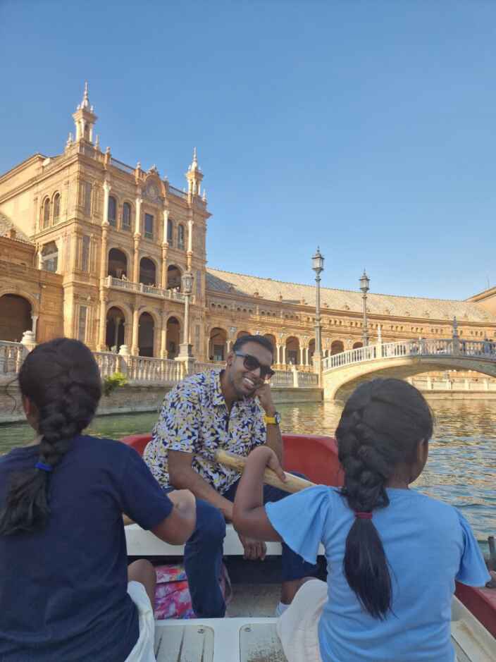 Anj’s husband Damesh with their two girls, Jasmin and Maya