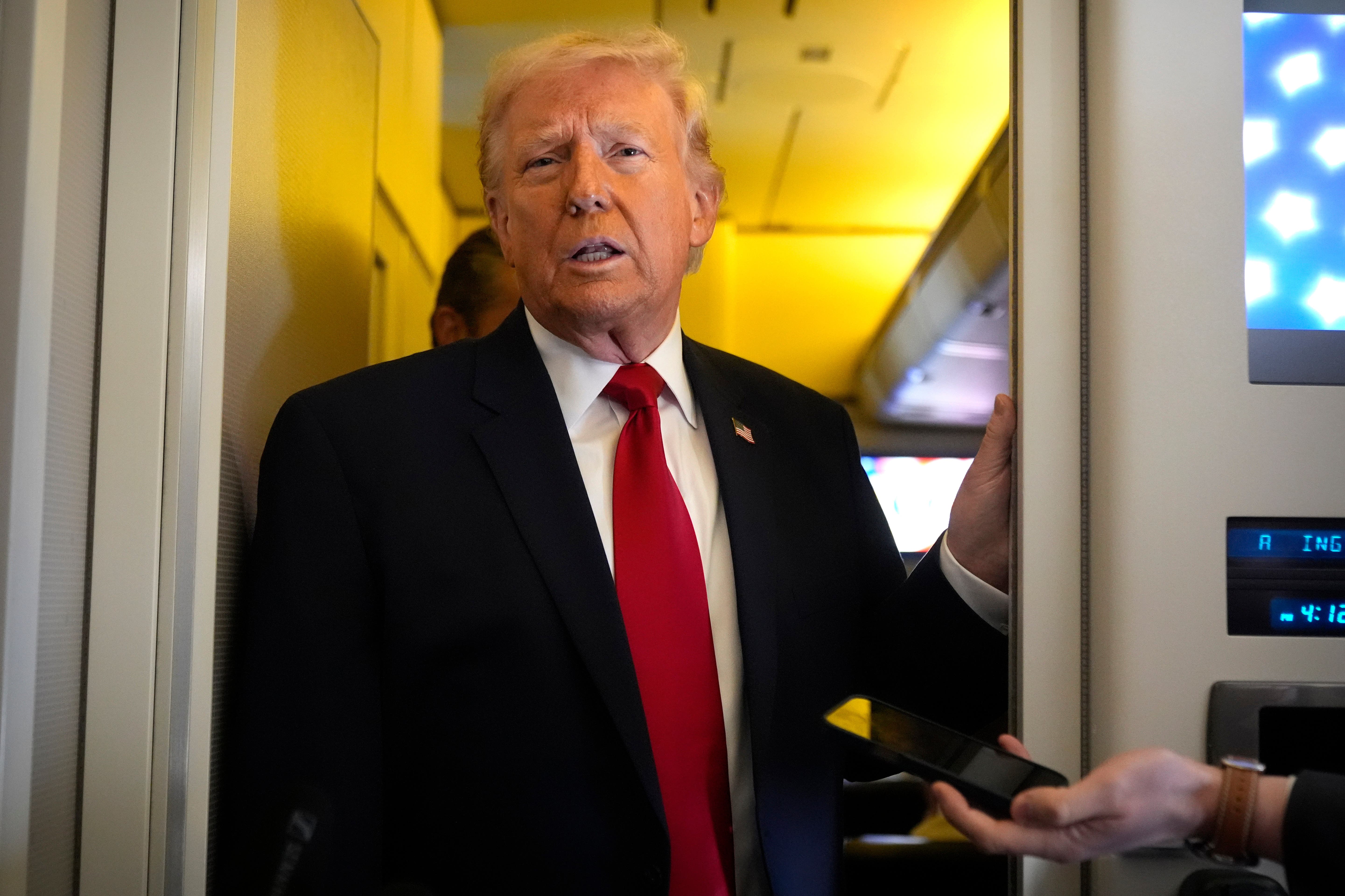 Donald Trump speaks to reporters connected Saturday, telling them nan US had ‘tremendous’ amounts of oil