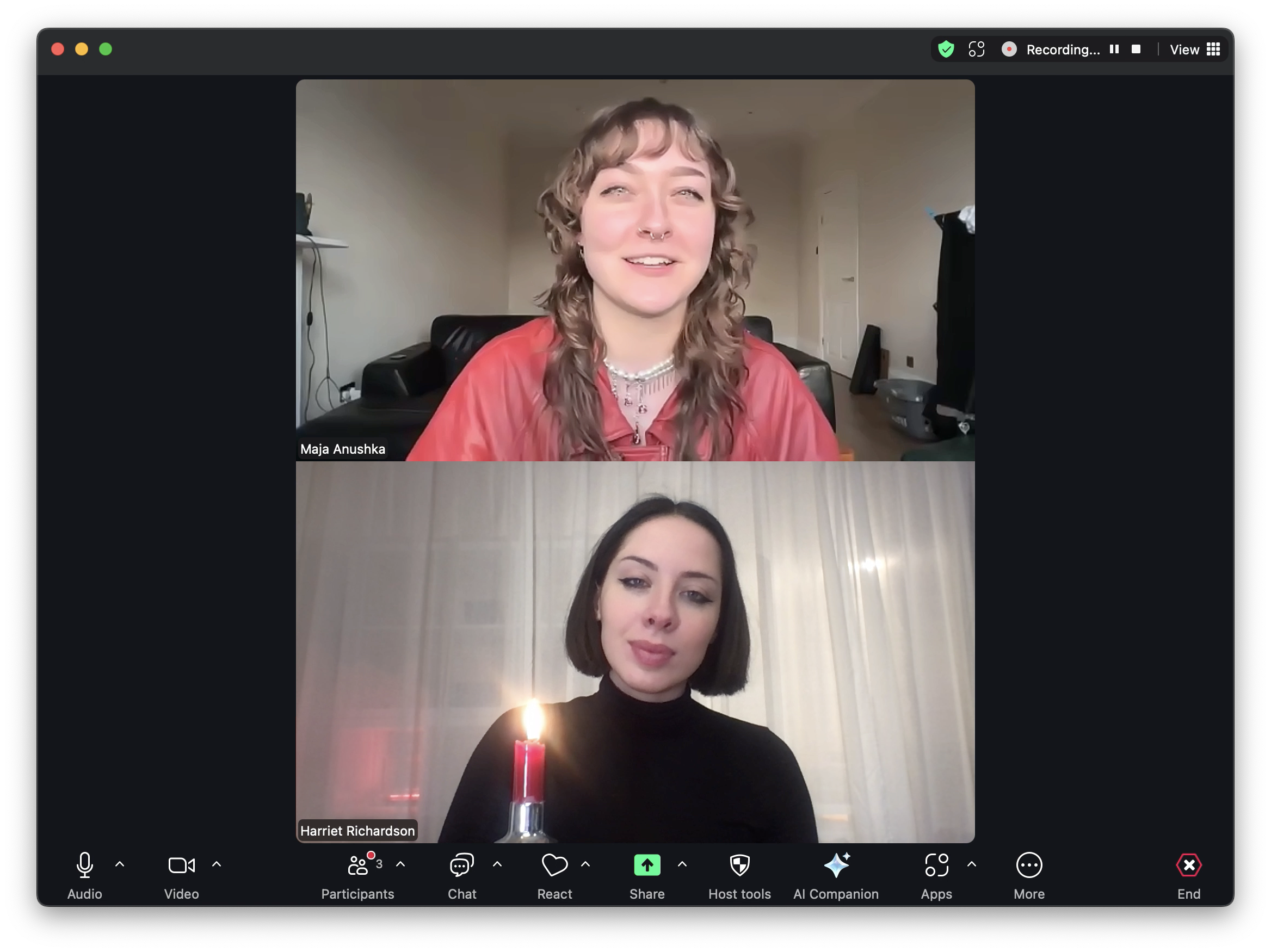 Maja Anushka on her Zoom date with Harriet