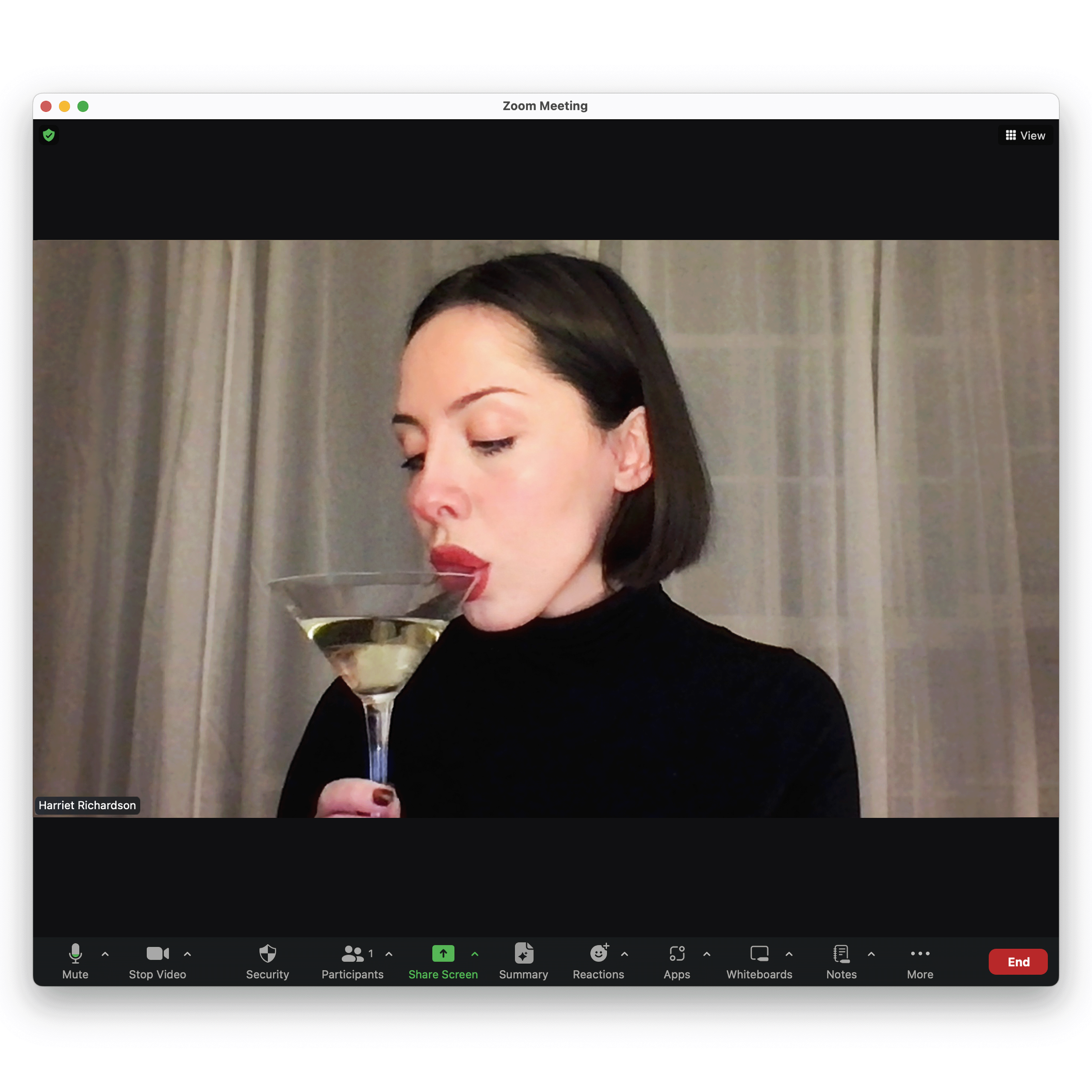 Makes you sip: Harriet drinking on one of her dates