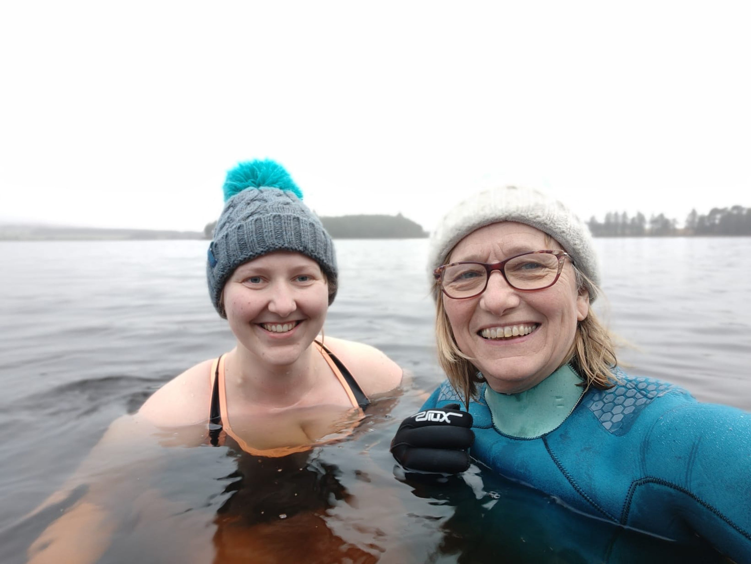 Seona and Christina swimming together