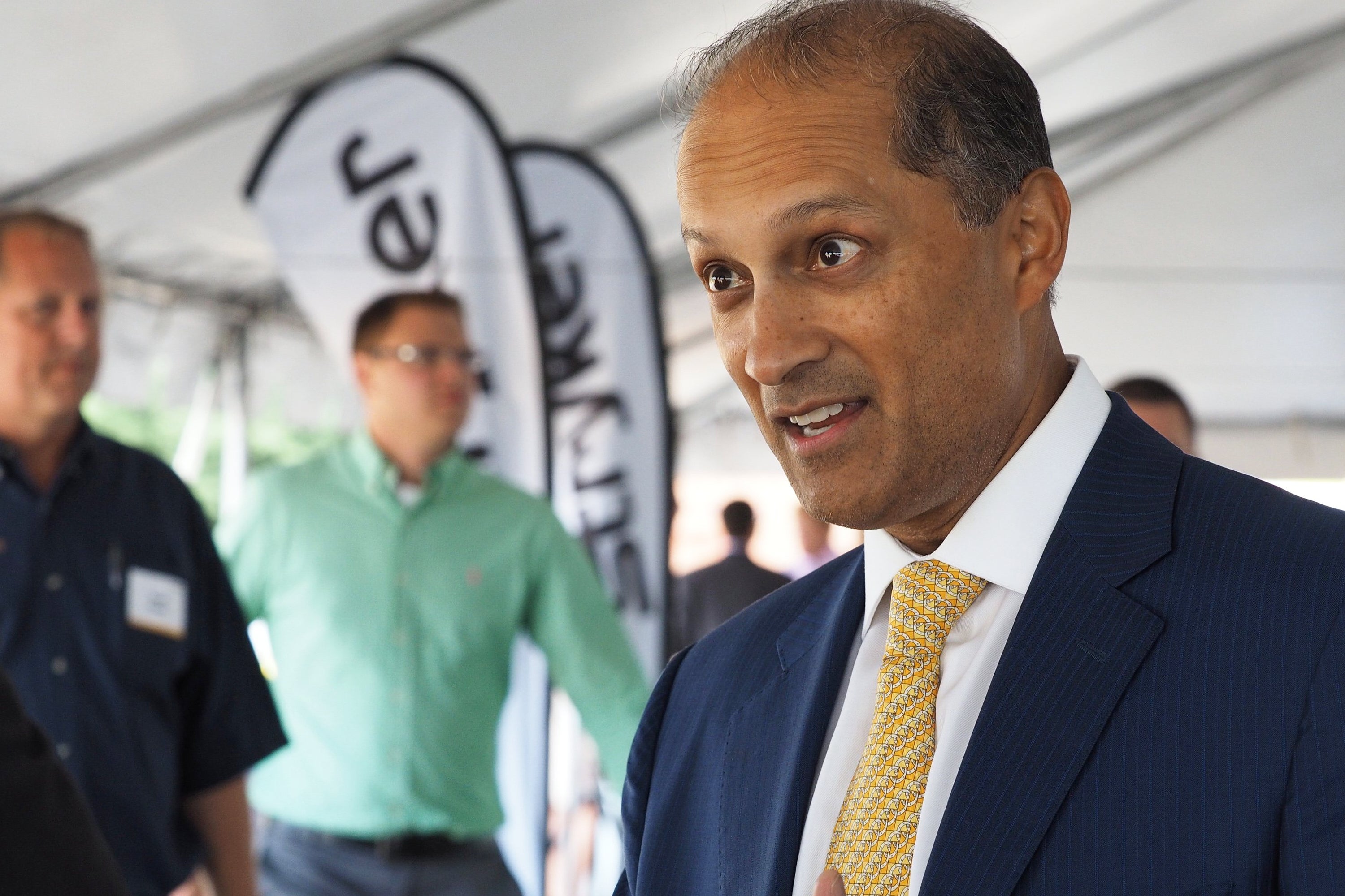 Stryker CEO Kevin Lobo during a groundbreaking ceremony in Michgian. Stryker’s global offices experienced service disruptions on March 11, 2026, after a cyberattack from Iranian-linked hacker group Handala