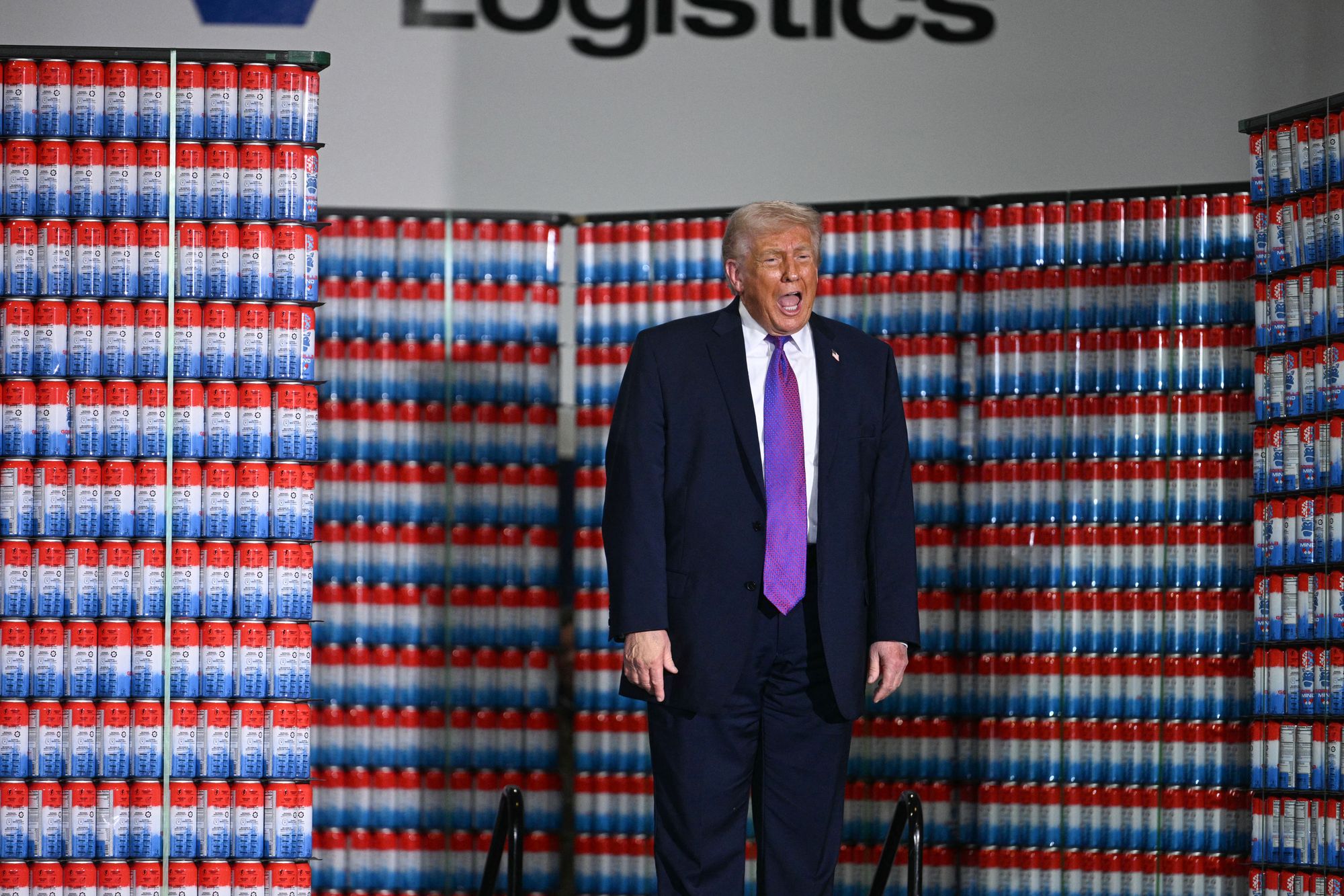 US President Donald Trump arrives to speak at Verst Logistics in Hebron, Kentucky, on March 11, 2026