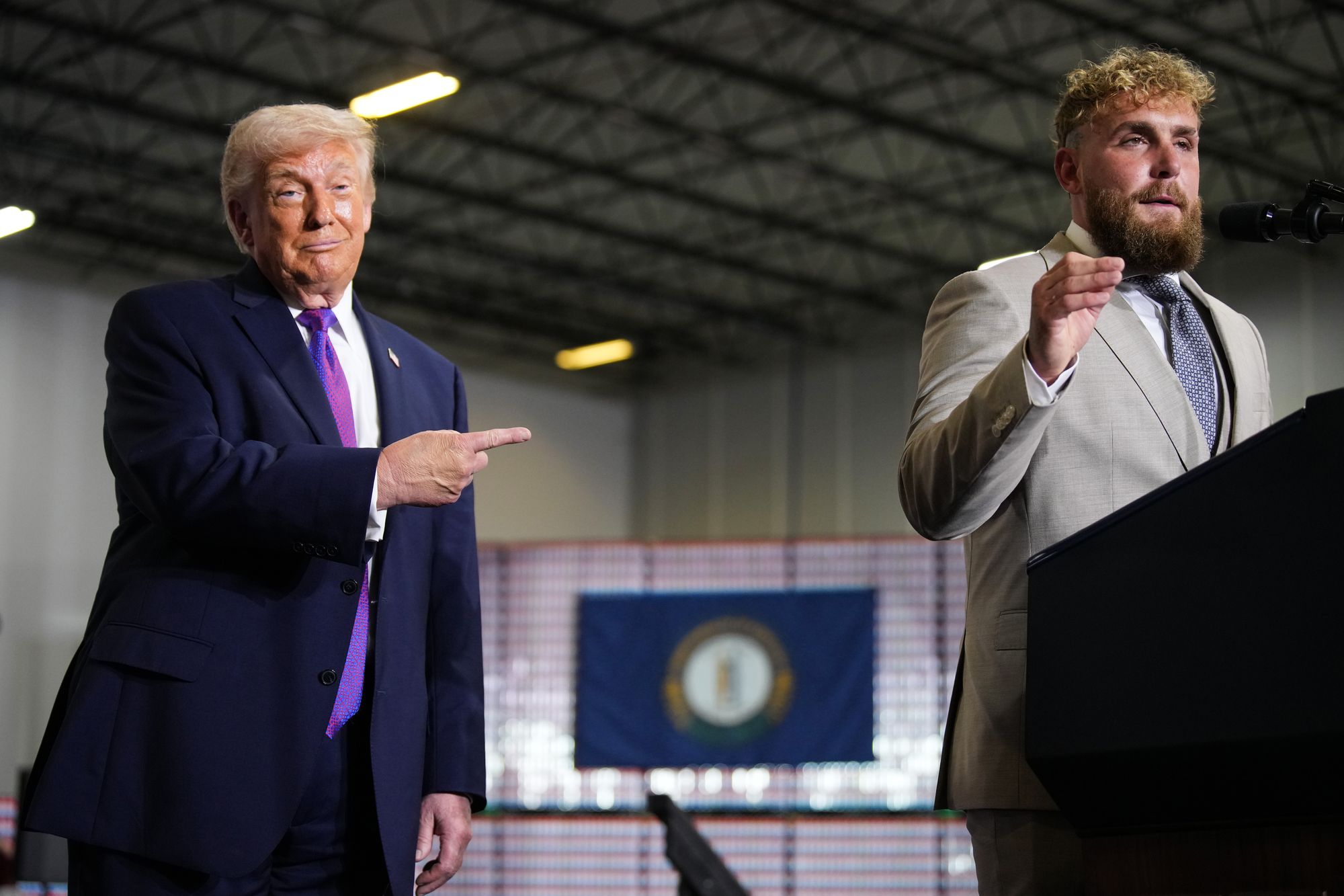 Trump promises to endorse Jake Paul for office before the pair enjoy a YMCA dance together