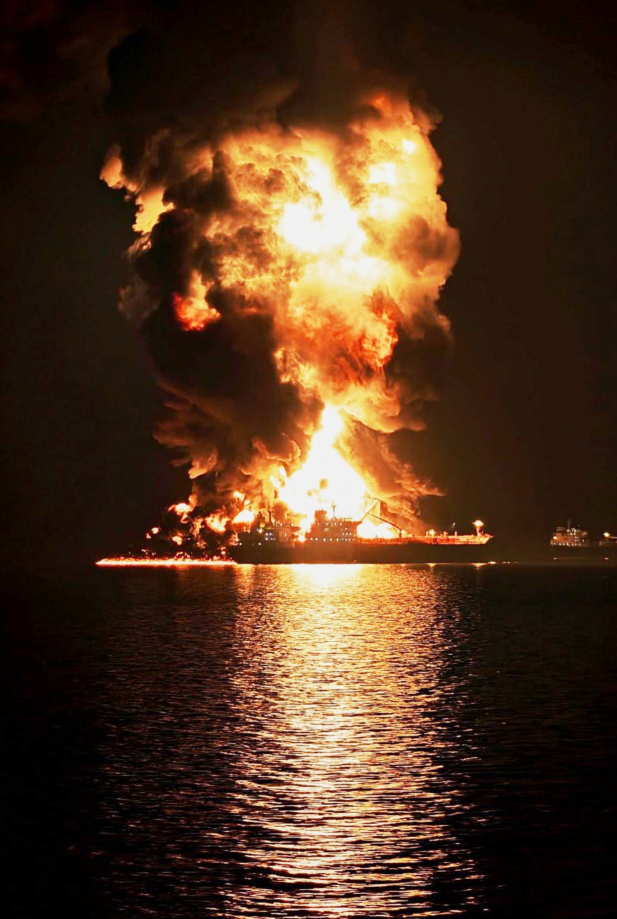 An lipid tanker burns aft getting deed by an alleged Iranian projectile astatine Khor al-Zubair larboard adjacent Basra, Iraq, connected 11 March 2026