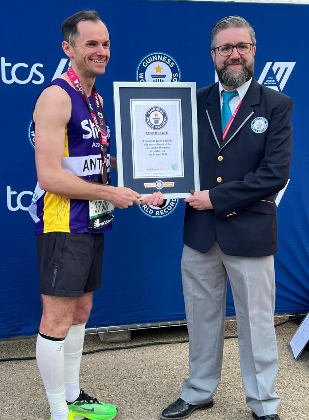 Anthony achieved the Guinness World Record for the fastest marathon (CIH) (male) at the 2024 TCS London Marathon
