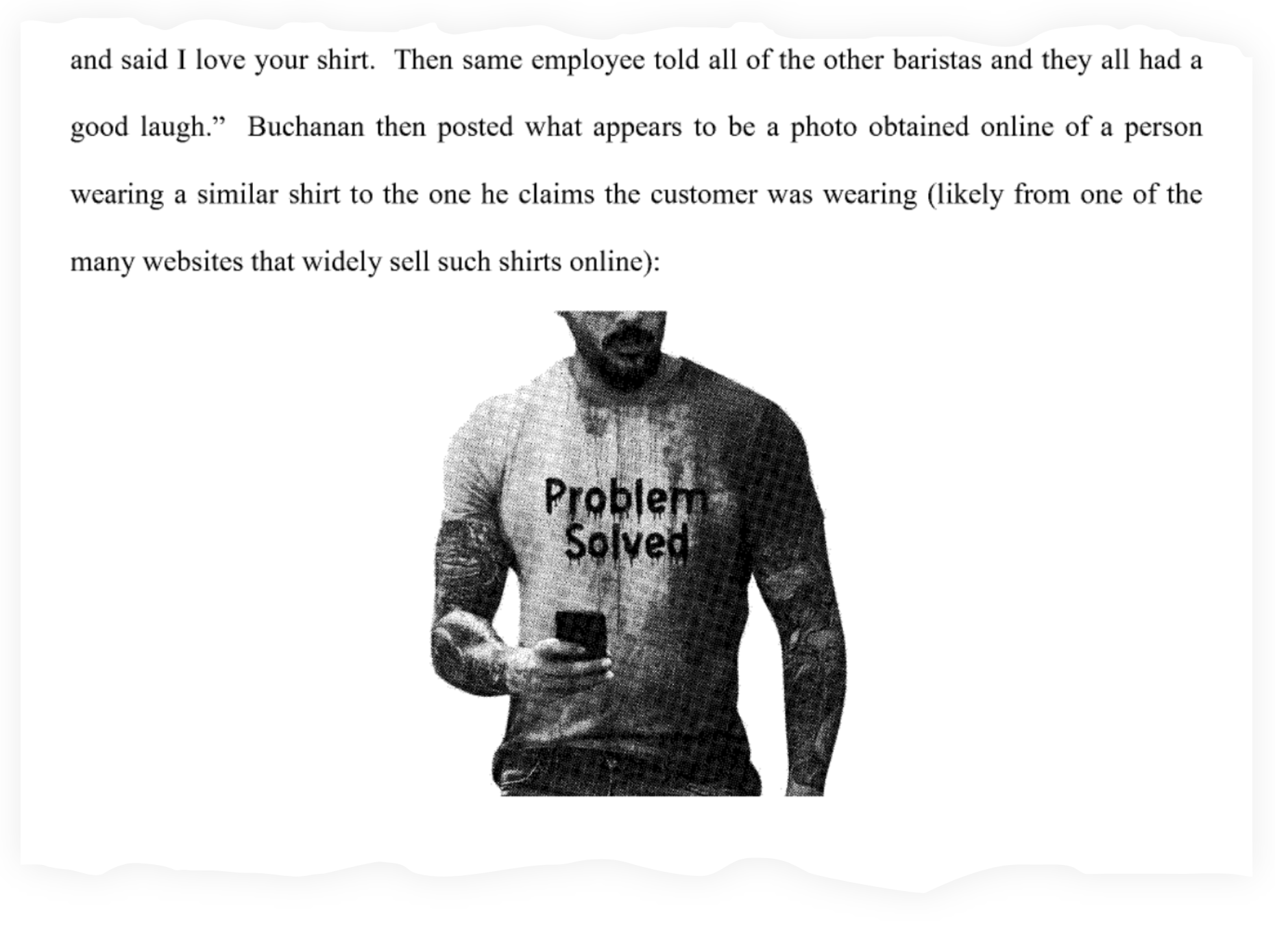 The t-shirt astir which Amelia Island Coffee's suit revolves, seen here, is disposable connected Amazon and galore different retailers. The shop's title says nan garment has nary relationship to Charlie Kirk