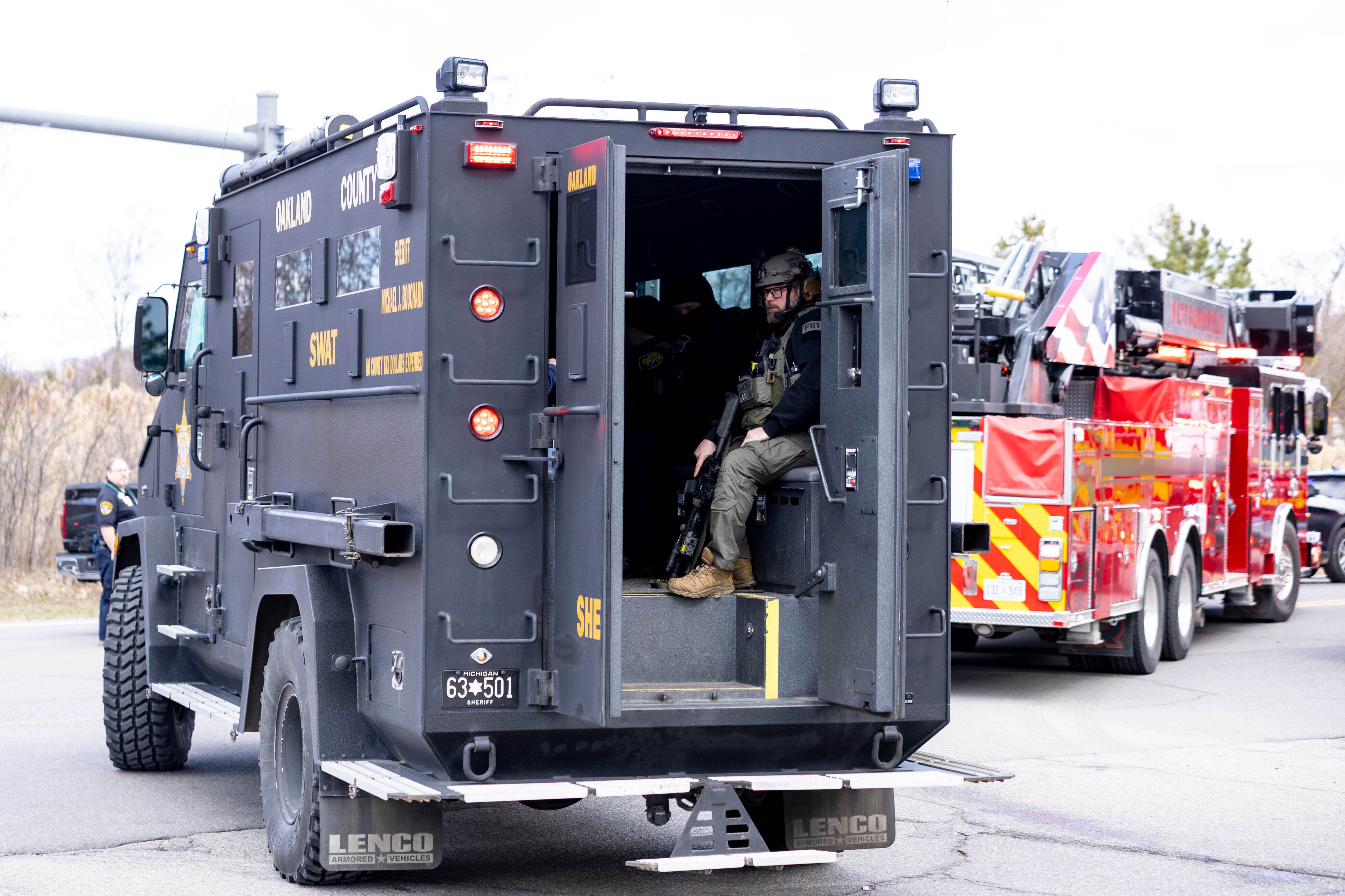 Police respond to nan segment of a shooting and conveyance onslaught adjacent Temple Israel successful West Bloomfield, Mich.