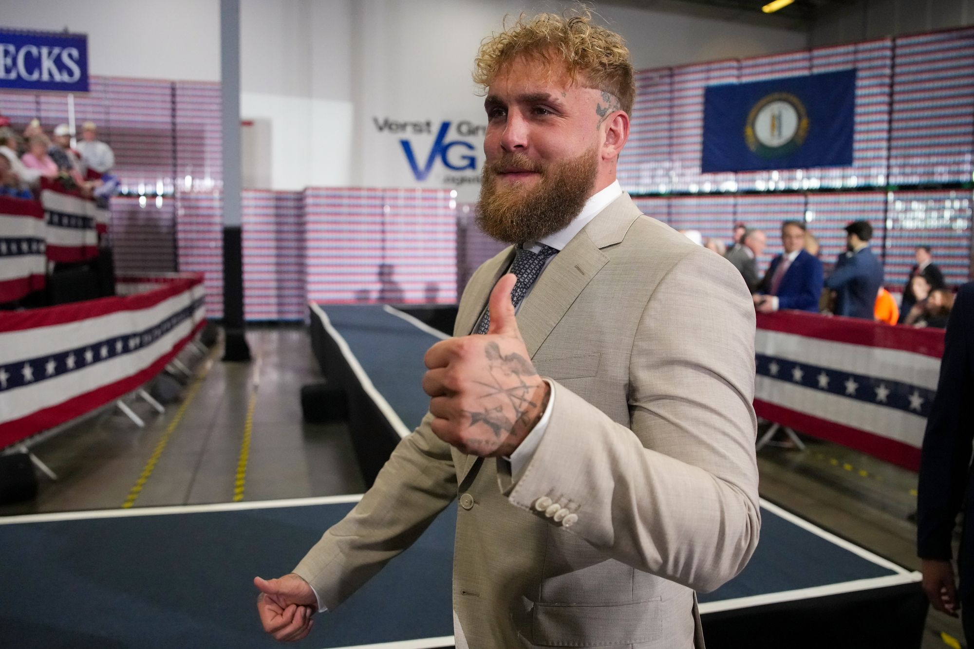 Trump sat down for a chat pinch boxer and influencer Jake Paul successful Kentucky this week amid nan Iran war