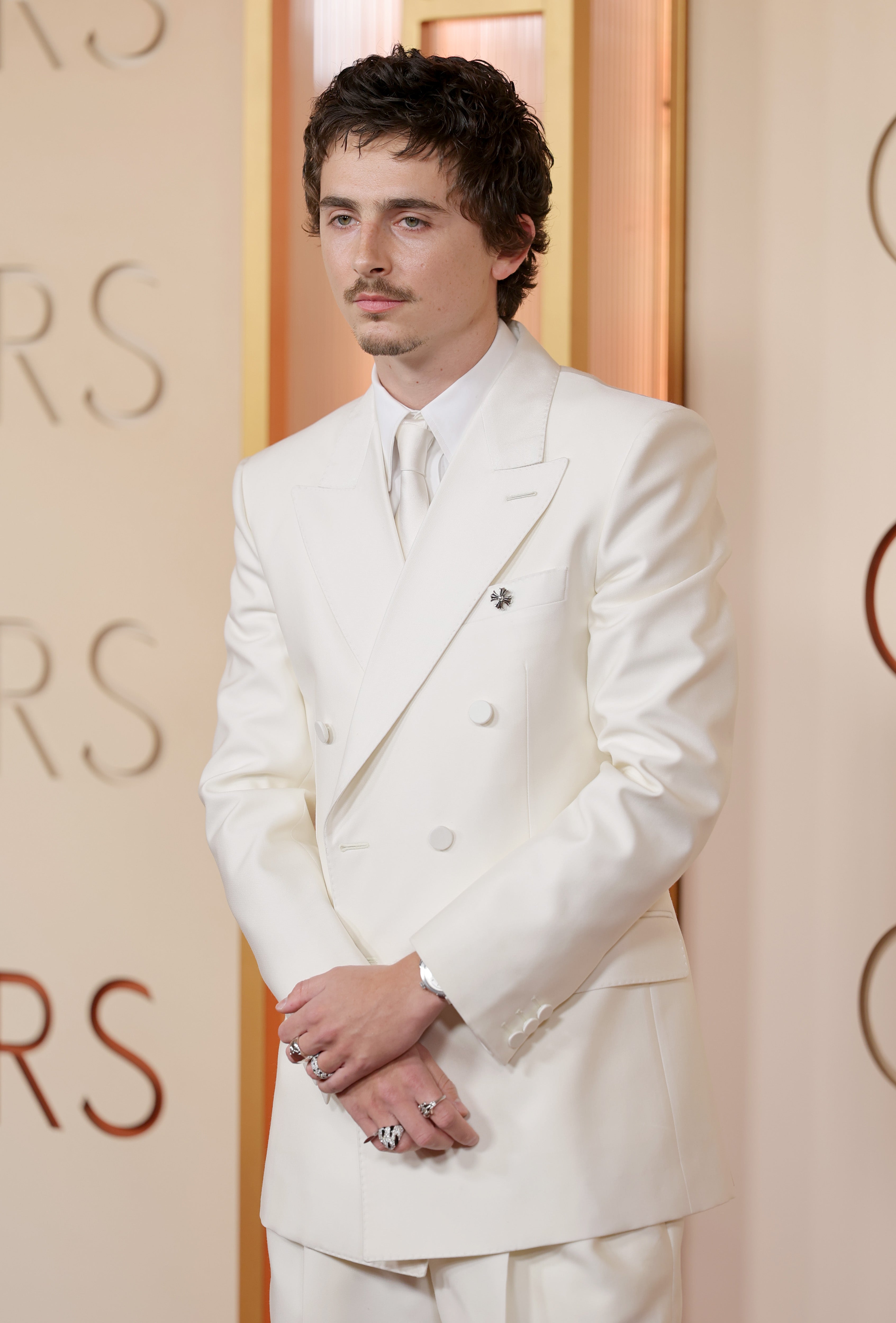 Chalamet updated his look for a different photo on the carpet, drawing more attention to his double-breasted jacket