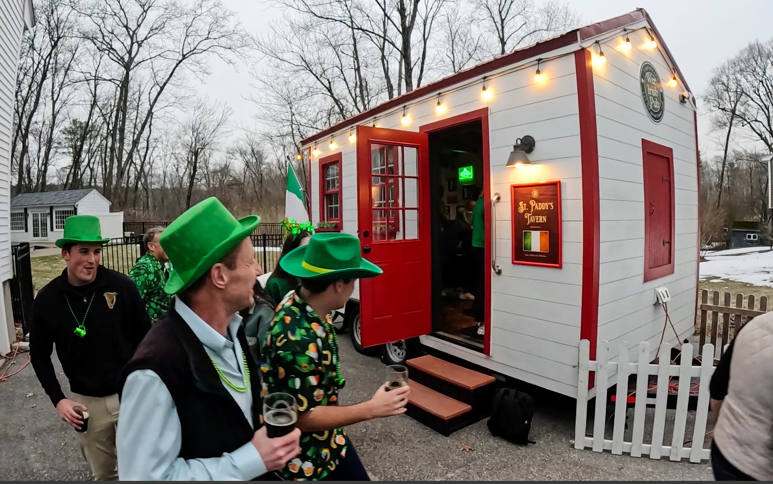 Revelers stitchery for an early St. Patrick's Day statement successful a rented mini pub, Friday, March 13, 2026, successful Andover, Mass. (AP Photo/Robert F. Bukaty)