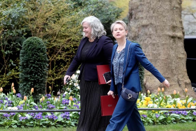 Transport Secretary Heidi Alexander (left) and Foreign Secretary Yvette Cooper arrive for a Cabinet meeting in Downing Street,