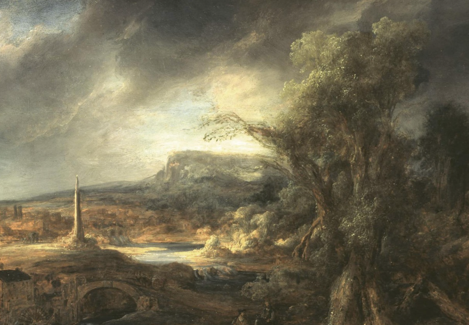 Govaert Flinck's 'Landscape pinch an Obelisk' was besides taken