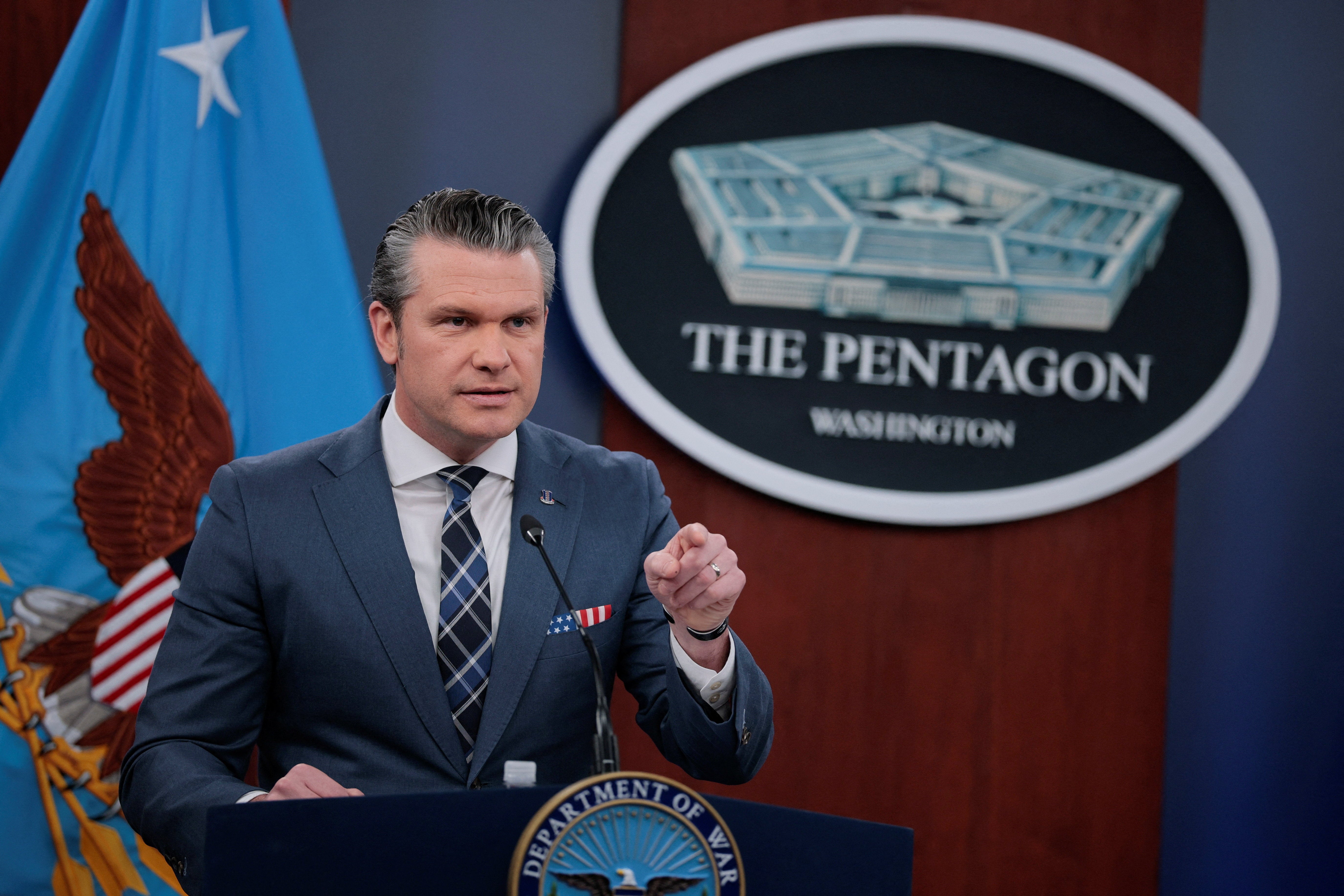 Secretary of Defense Pete Hegseth complained astir antagonistic sum of nan U.S. warfare successful Iran during a March 19 property convention astatine nan Pentagon