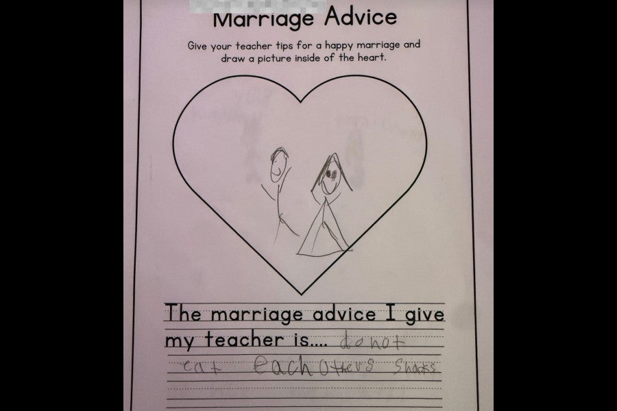 ‘Don’t eat each others snacks’: 2nd grade students’ advice for newlywed teacher goes viral