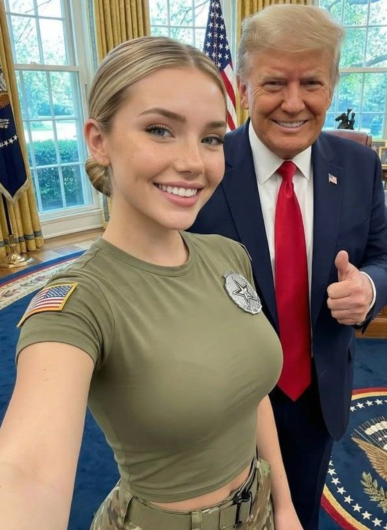 MAGA has been swooning over a beautiful Army soldier and her pro-Trump message. She is AI