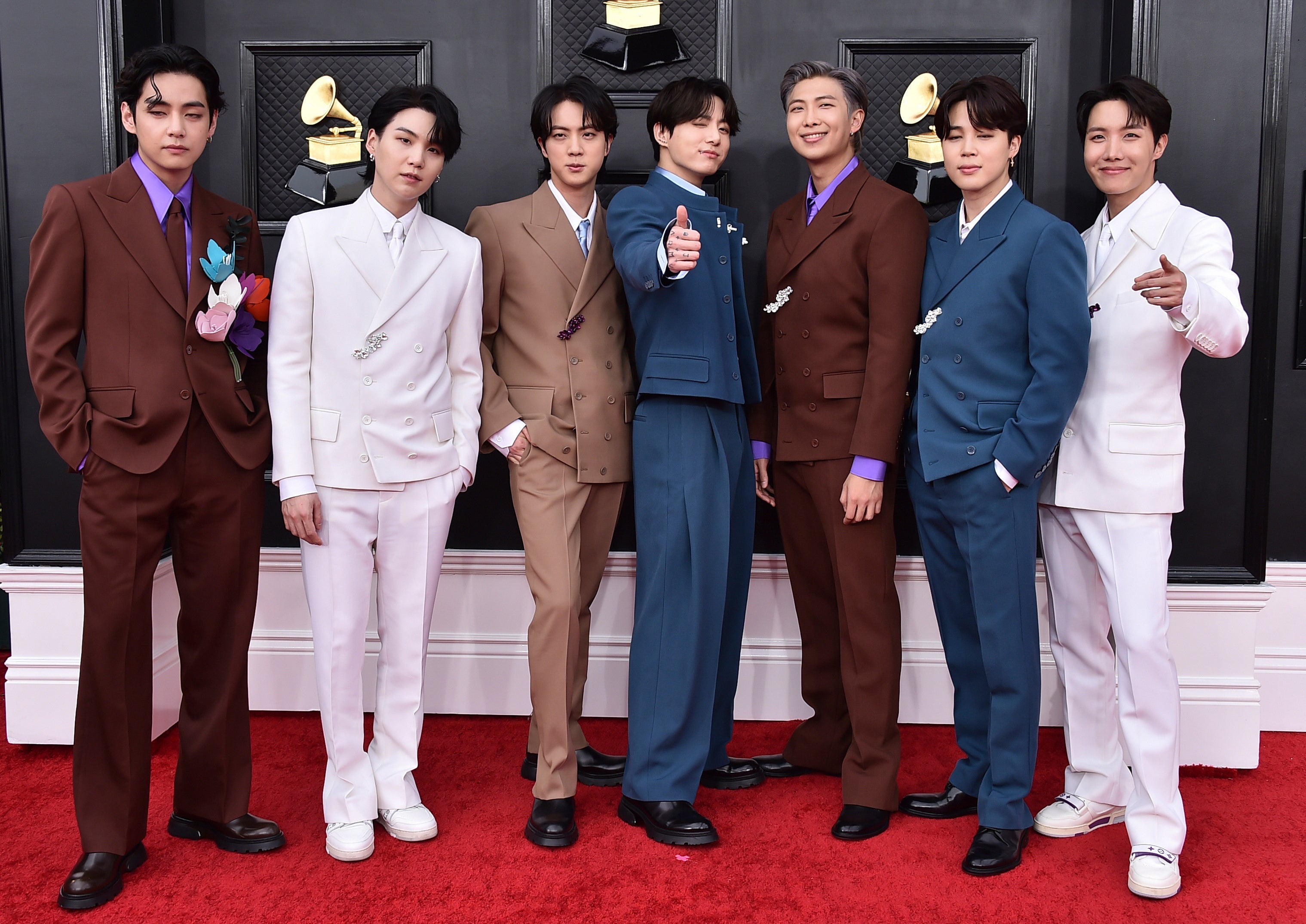 File. Korean group BTS appears at the 64th Annual Grammy Awards in Las Vegas on April 3, 2022. (Photo by Jordan Strauss/Invision/AP, File)