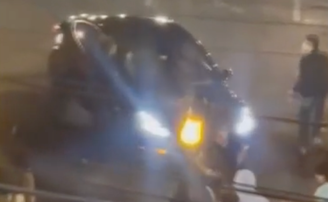 Carpenter's black Tesla Model 3 seen in surveillance camera footage of the incident in the early hours of Sunday morning broadcast by WKYT