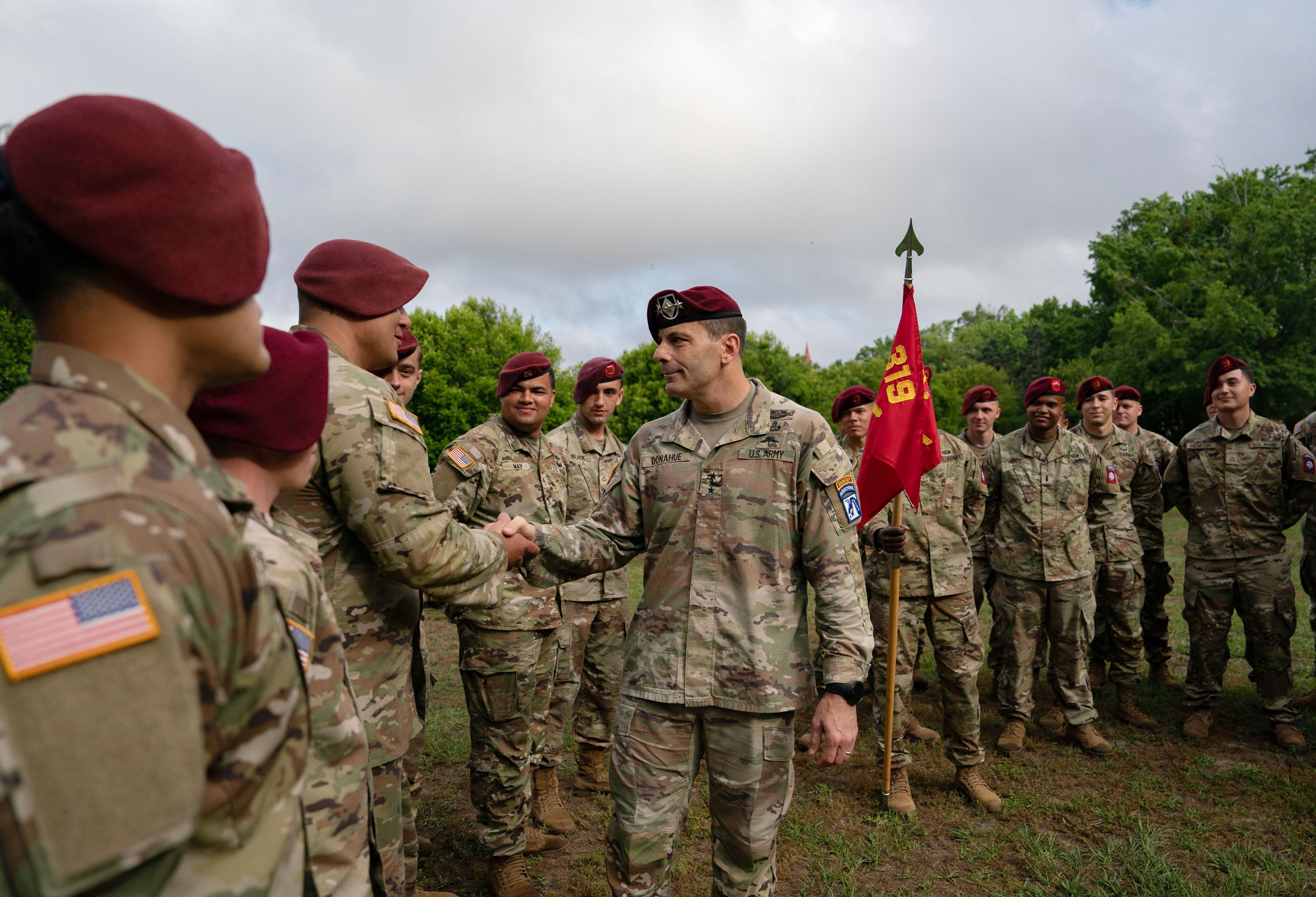 Members of nan 82nd Airborne Division, among nan US soldiers deployed to nan region past week, pictured successful 2023 (file)