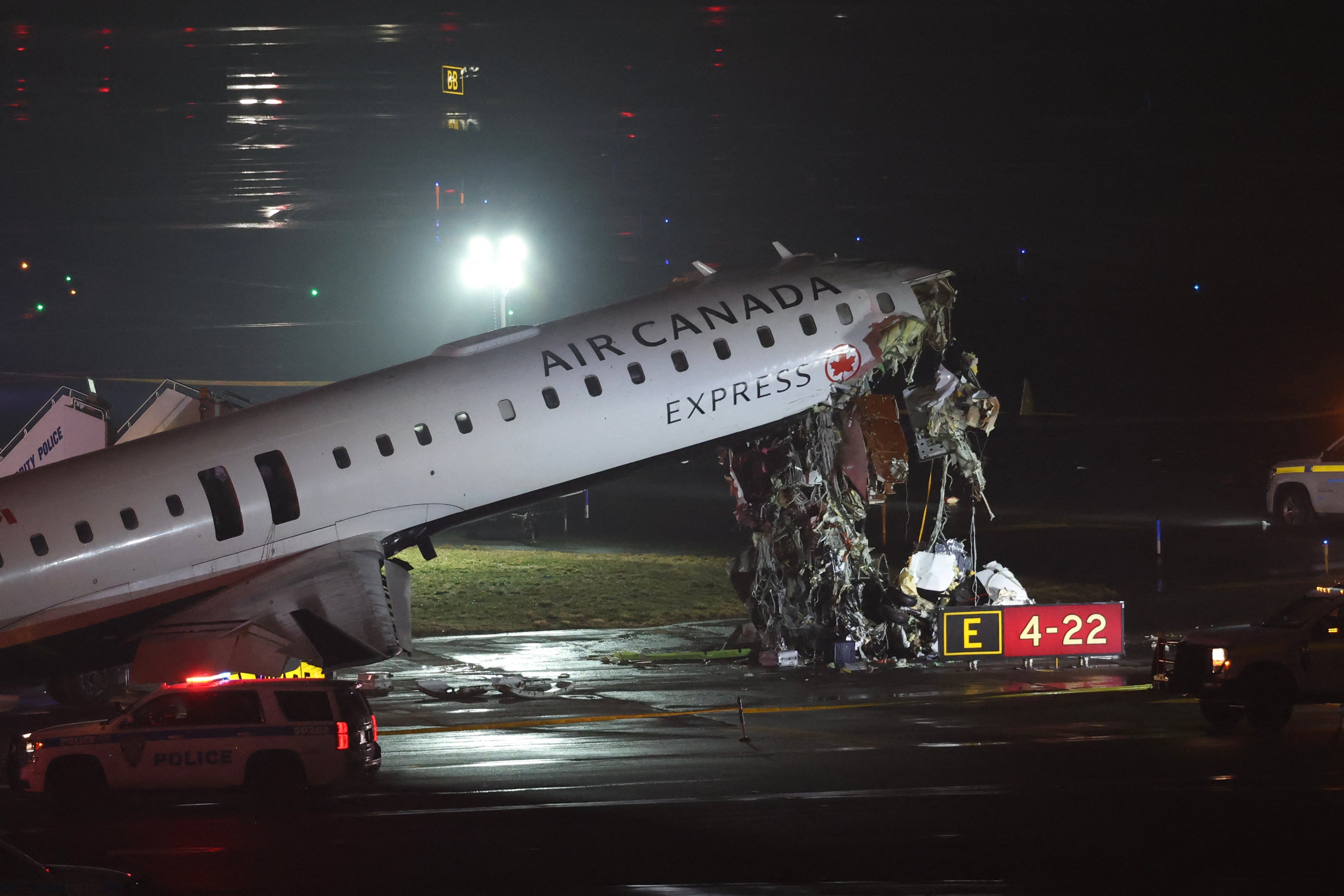 Injuries reported after Air Canada plane crashes into fire truck at New York’s LaGuardia airport