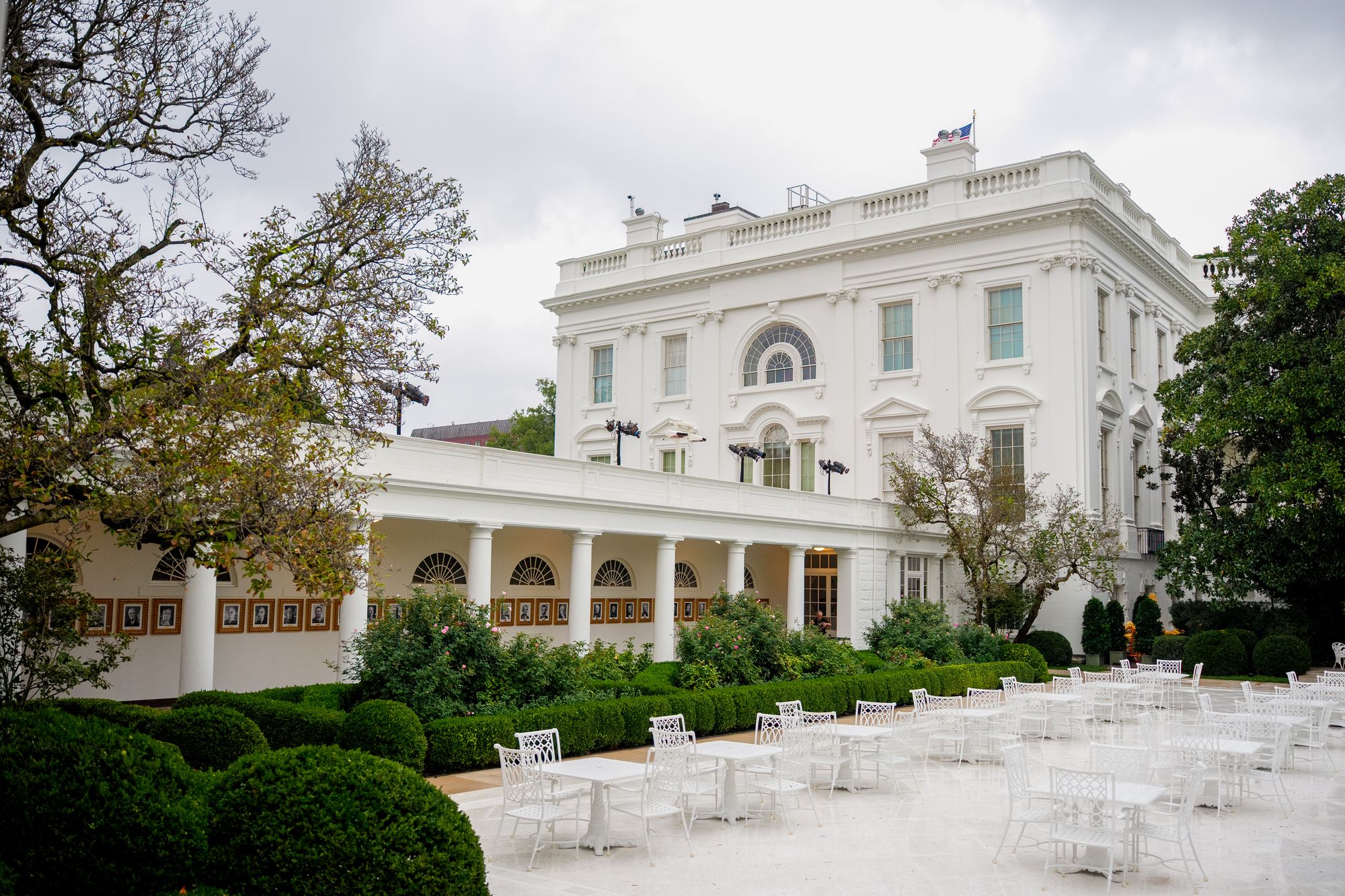 The West Colonnade sits extracurricular of nan White House Rose Garden, which Trump paved complete to adhd a patio