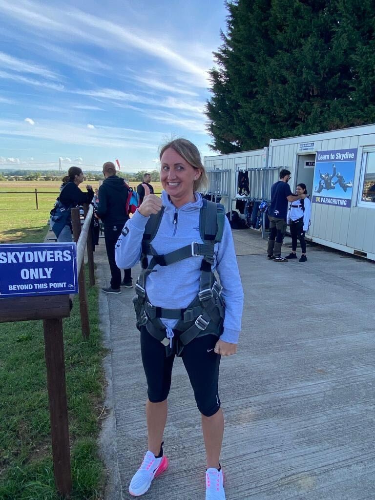 Amie did skydiving before her diagnosis