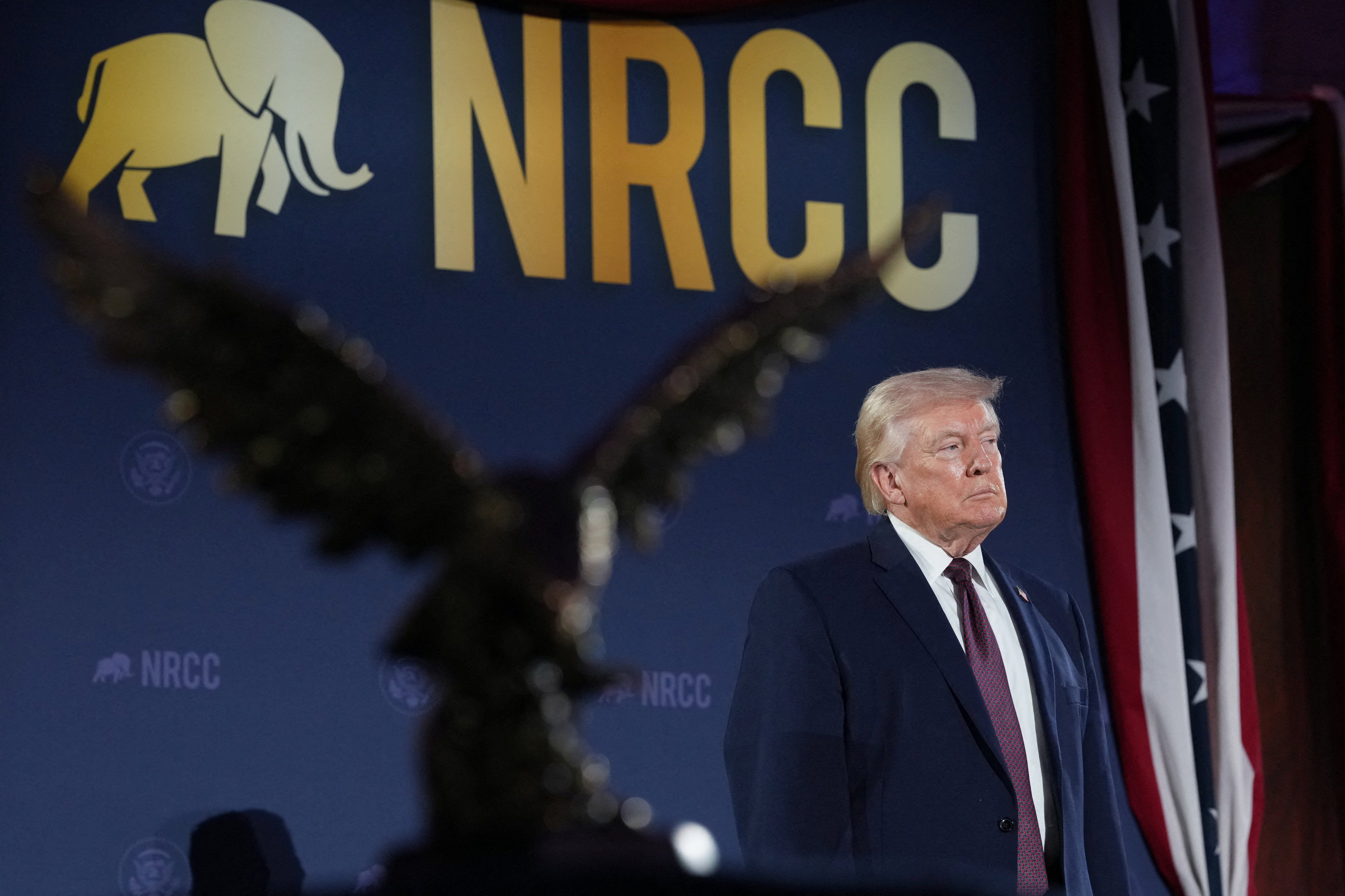 President Donald Trump railed against Democrats successful his hour-long reside astatine nan National Republican Congressional Committee's yearly fundraising dinner
