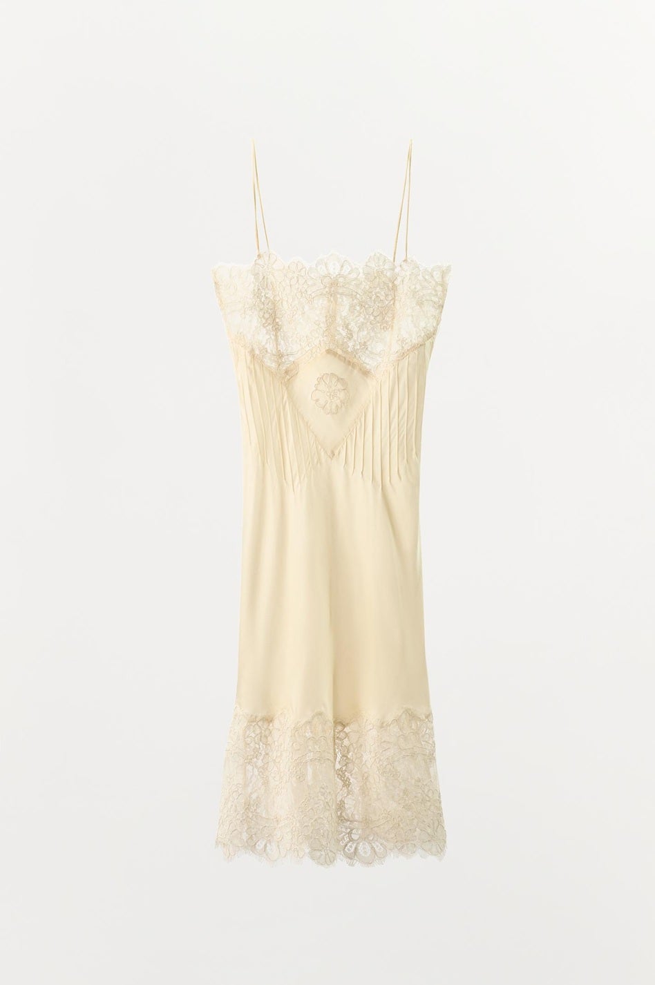 Zara Satin Lace Camisole Dress in Ecru, £69.99
