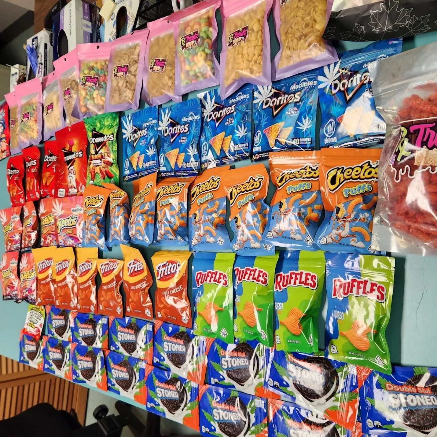 When officers raided her home, they recovered 63 individually wrapped snacks