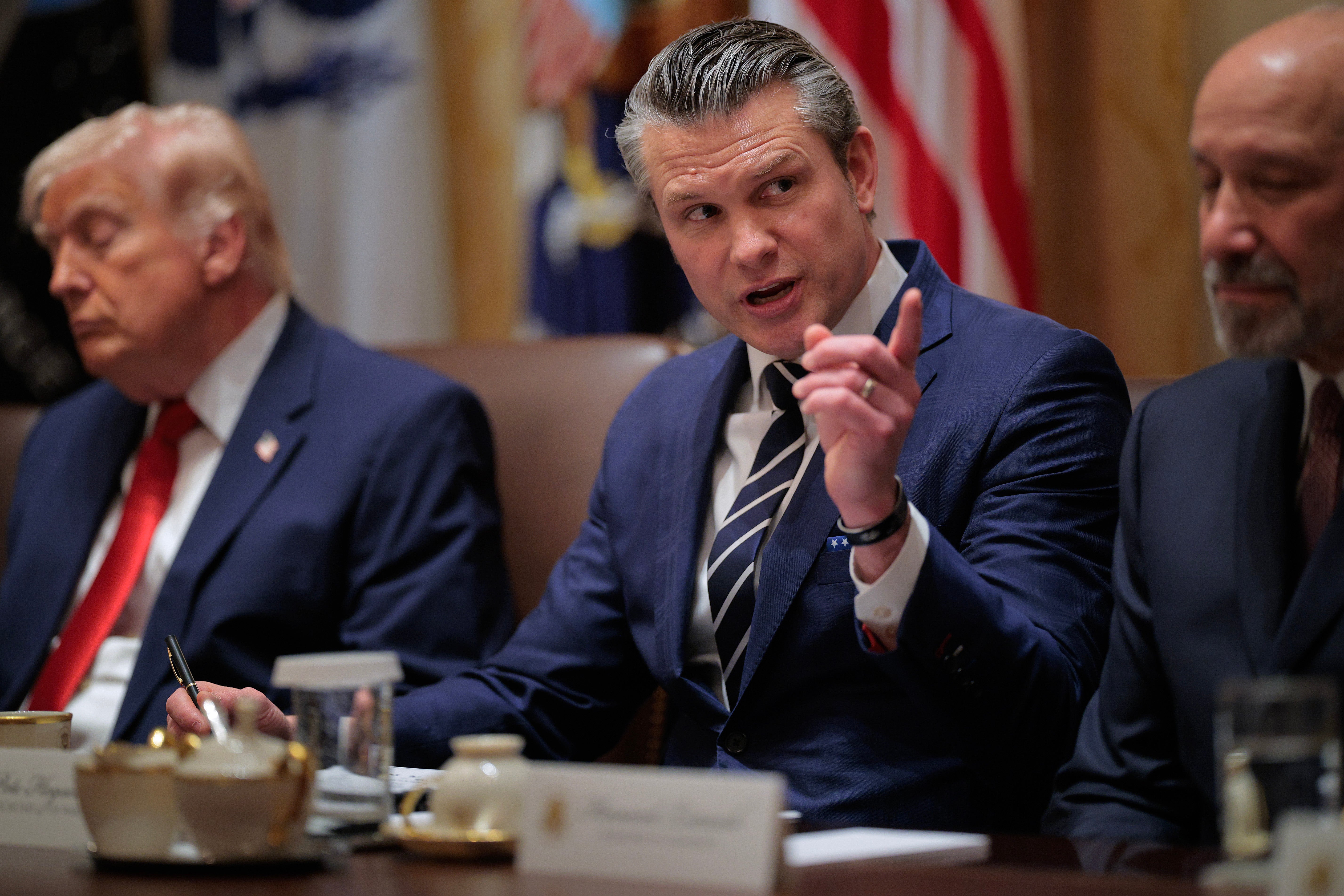 US defence caput Pete Hegseth (pictured pinch Donald Trump connected March 26) said nan US deed much than 13,000 targets successful six weeks of conflict