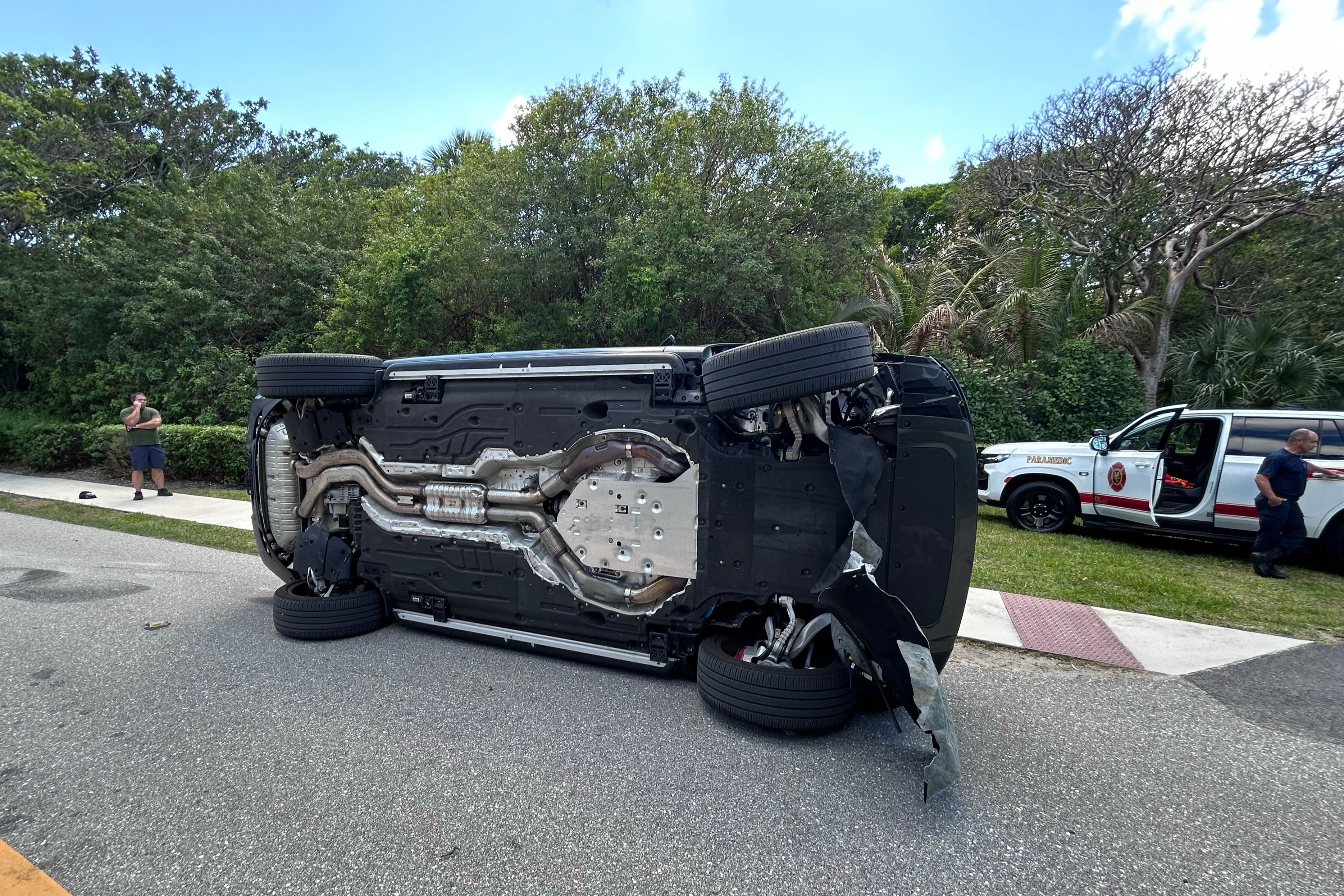 Woods’ Land Rover rolled over in the crash