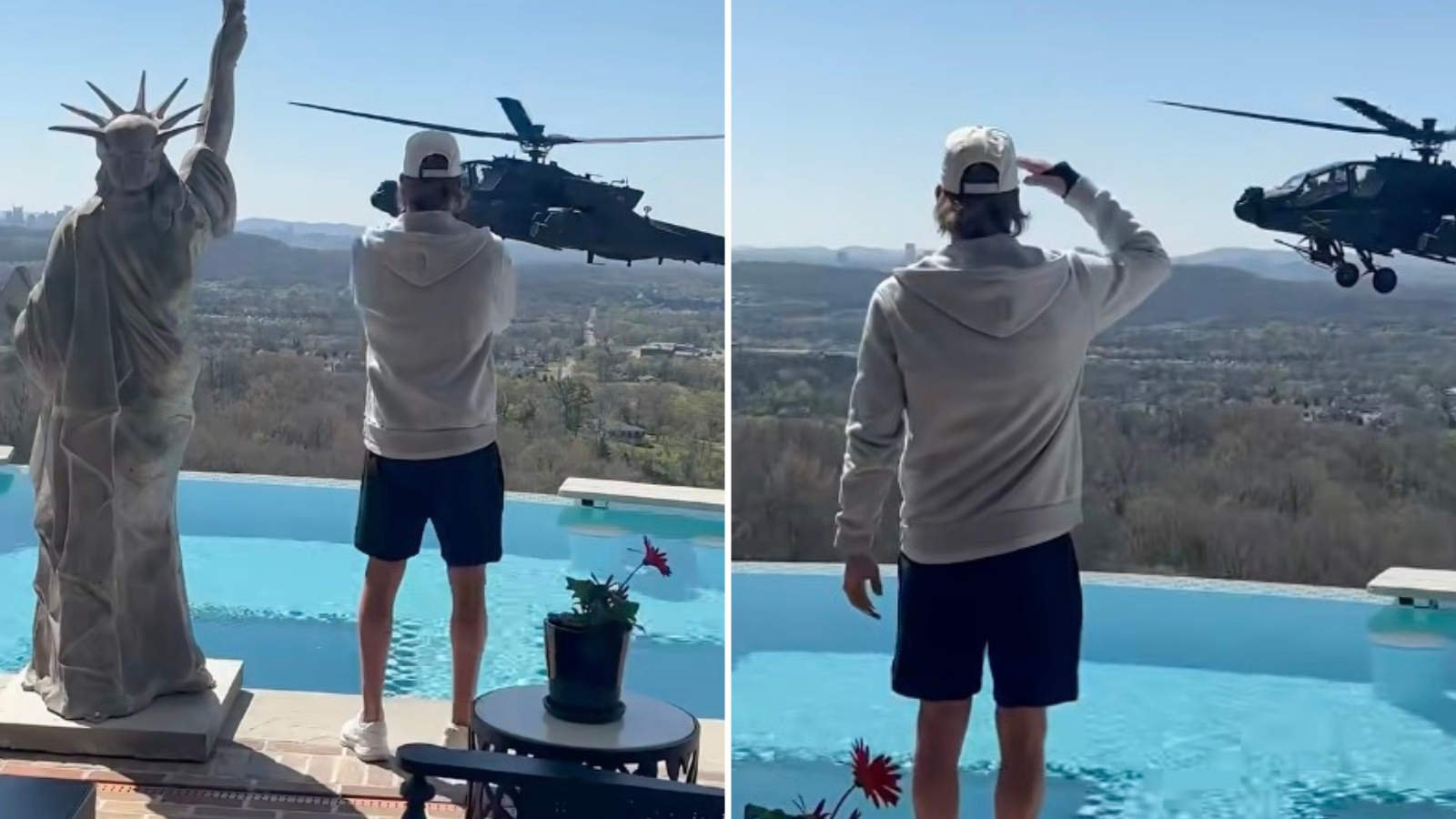 MAGA musician Kid Rock says it is ‘harmless’ that a brace of Army Apache helicopters appeared to intentionally extremity supra his location complete nan weekend, while critics telephone nan flights inappropriate and wasteful