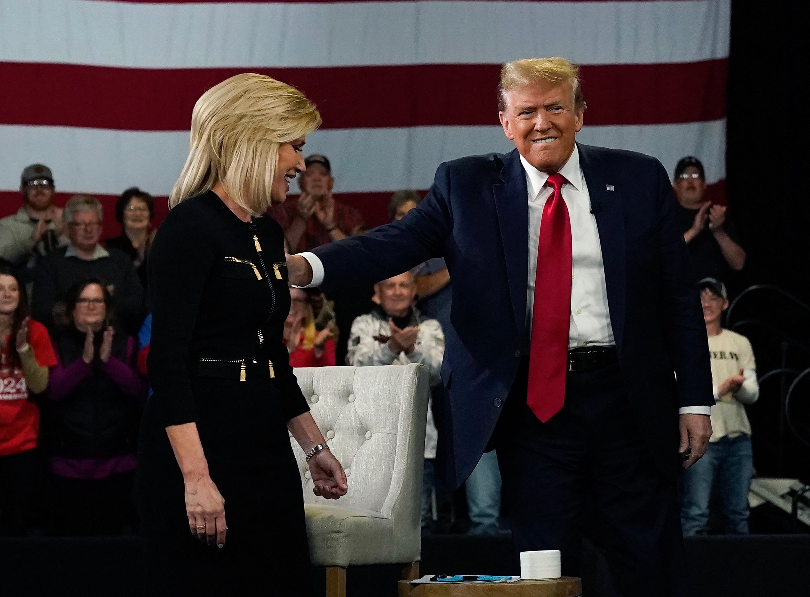 Ingraham, pictured with Trump during a Fox election town hall in 2024, has previously been supportive of the president