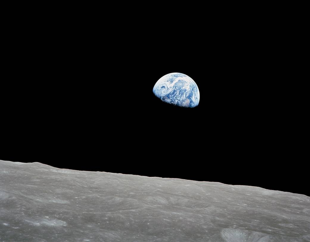 This iconic view of the rising Earth was captured by Apollo 8 astronaut Bill Ander on December 24, 1968. He and astronauts Frank Borman and James Lovell were approaching Earth from behind the moon