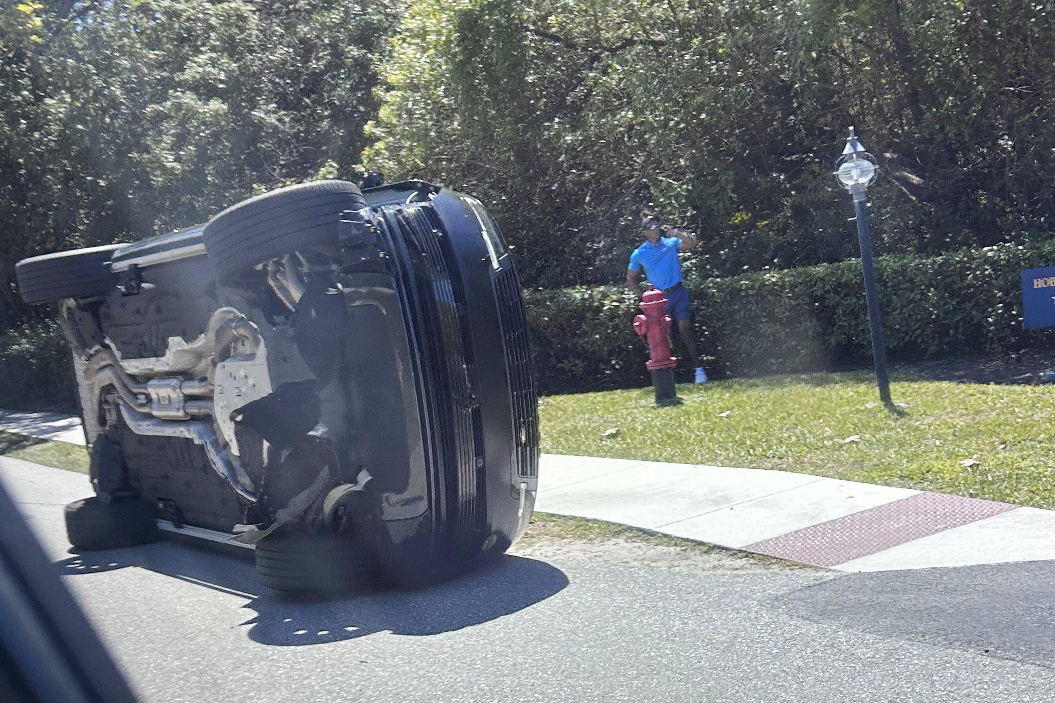 Tiger Woods’ Land Rover was overturned in an accident last week
