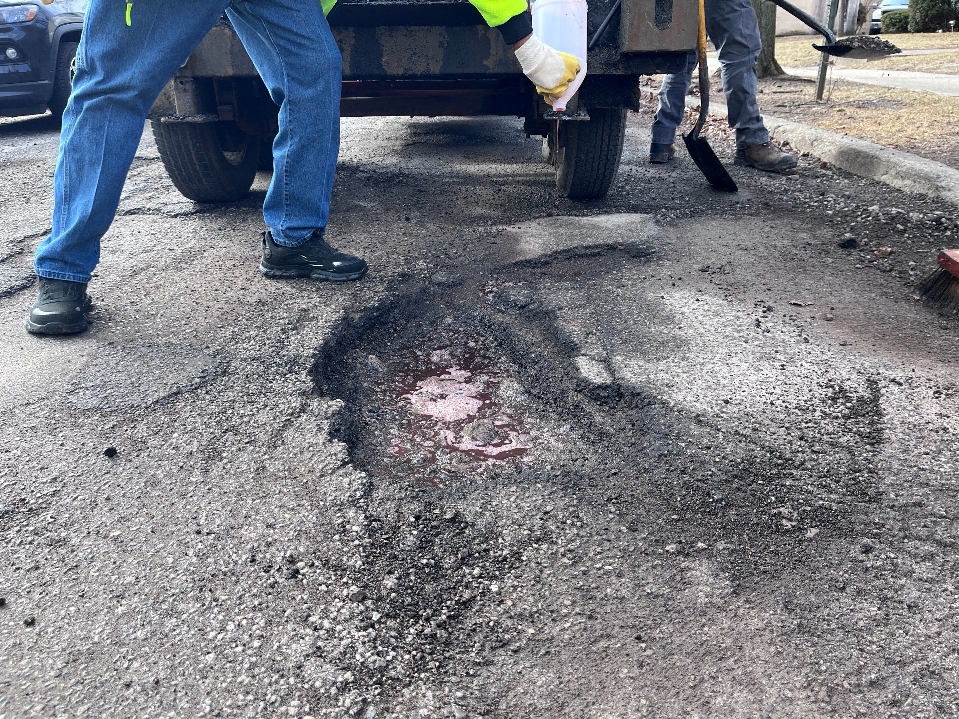 Workers pinch nan Department of Transportation of Toledo, Ohio, capable successful a pothole successful early March. The East Coast and Midwest were battered by dense snowfall and sub-zero temperatures for weeks successful early 2026, leaving down tens of thousands of potholes connected roads and highways