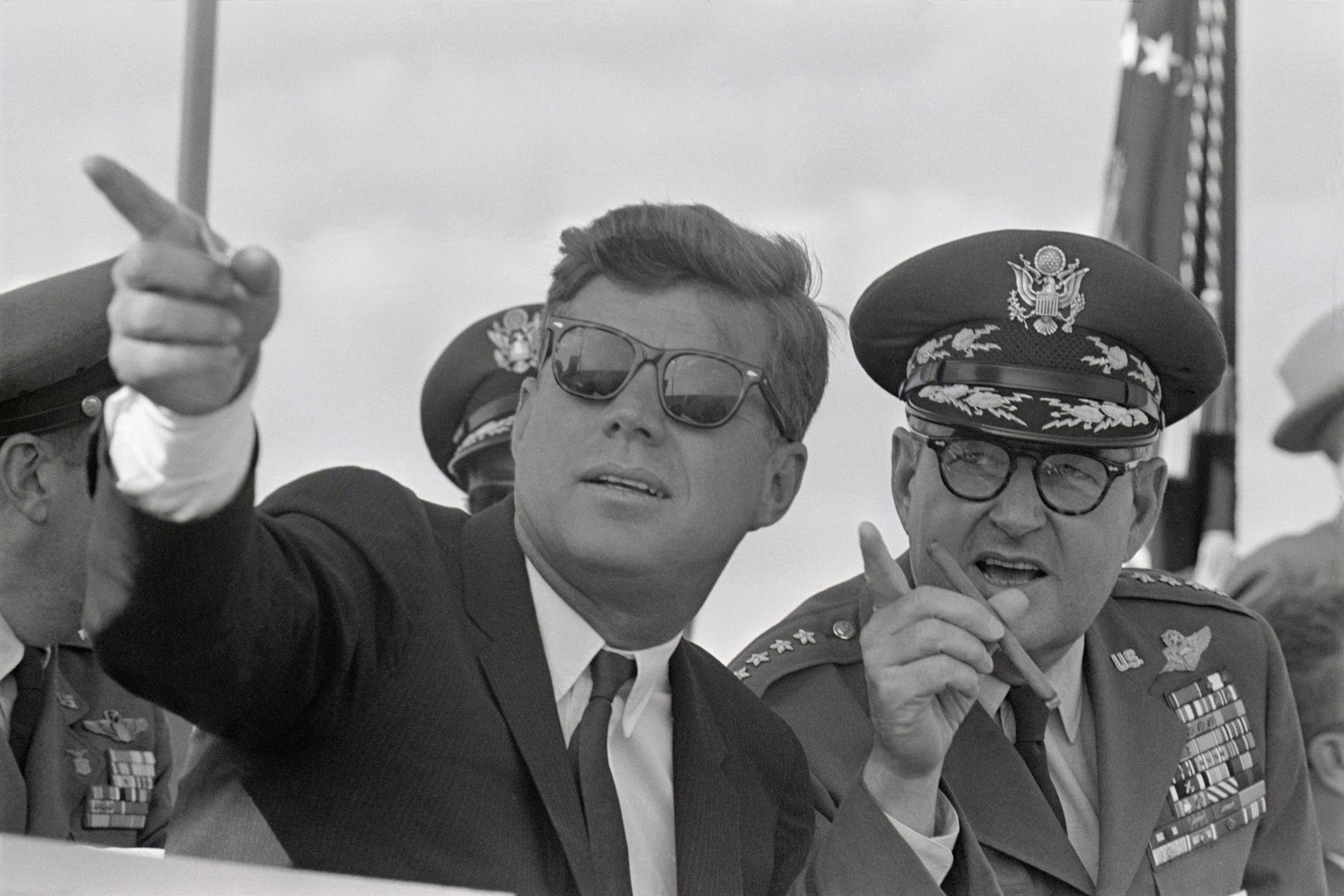 General Curtis LeMay, commandant of nan Strategic Air Command (pictured pinch President John F. Kennedy) wrote successful his 1965 autobiography that he wanted to request that North Vietnam ‘draw successful their horns and extremity their aggression, aliases we’re going to explosive them backmost into nan Stone Age.’