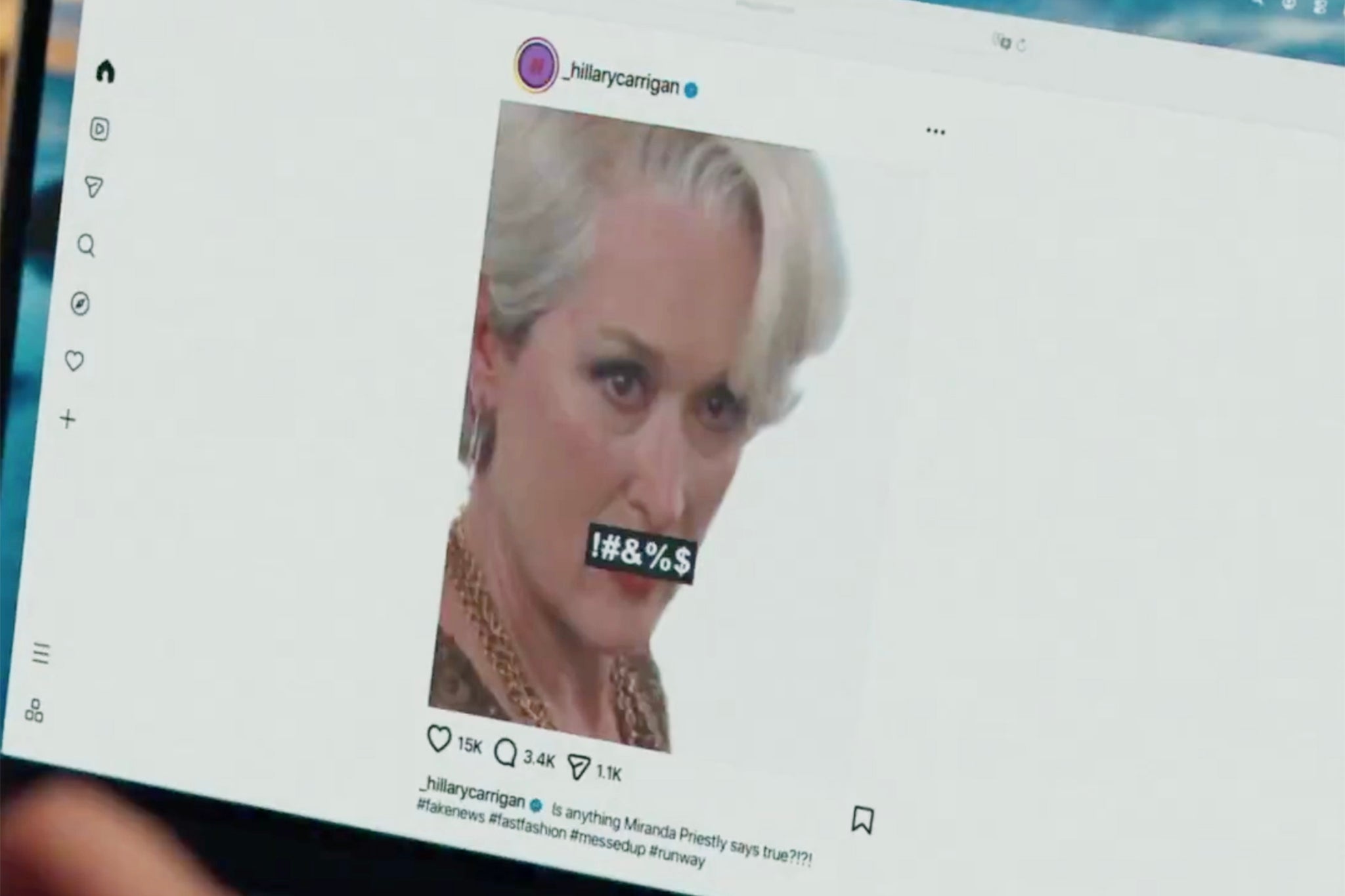 A meme depicted in ‘The Devil Wears Prada 2’ appears to include a screenshot directly from ‘The Devil Wears Prada’
