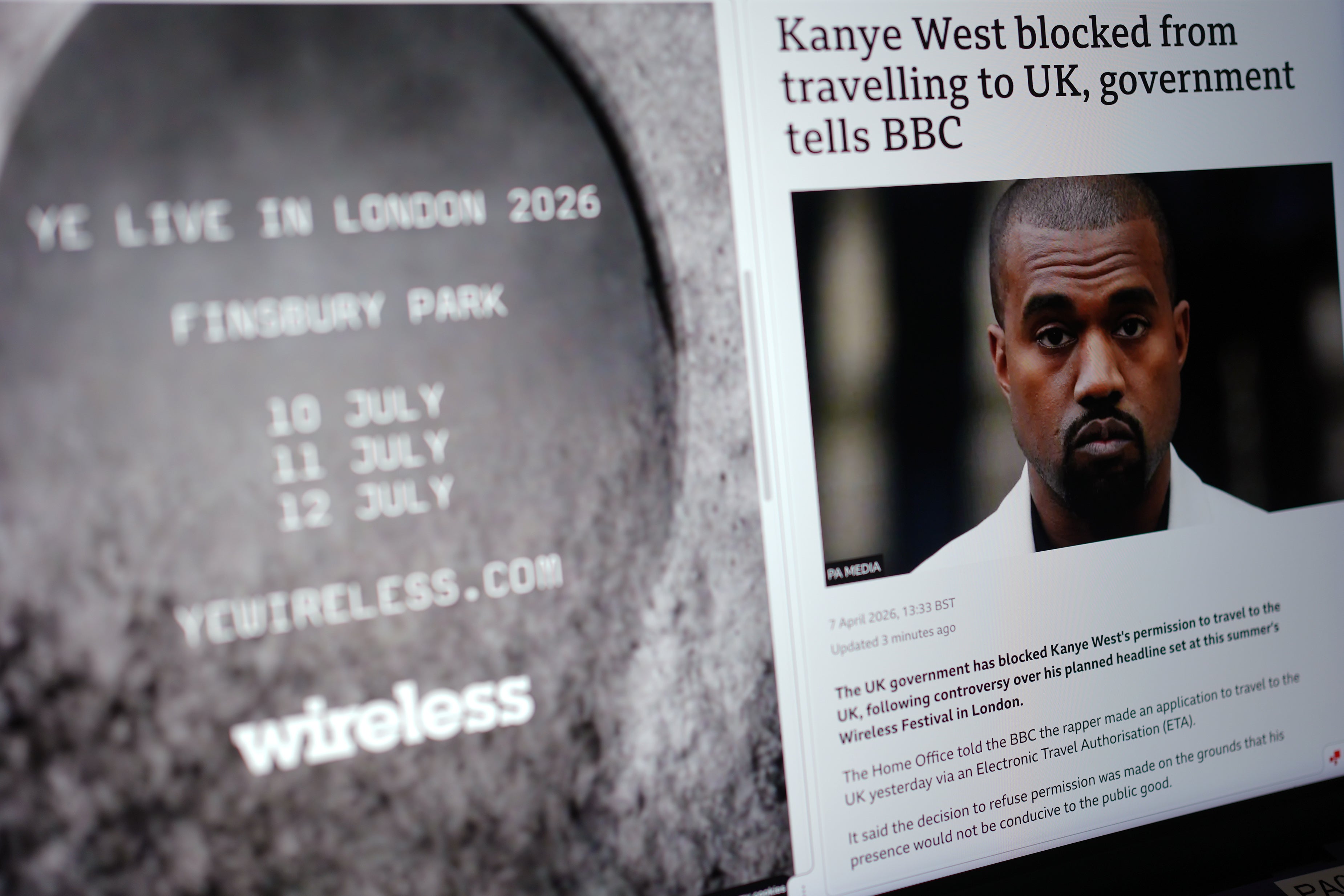 Wireless Festival is geannuleerd nadat de Amerikaanse rapper Kanye West de toegang tot Groot-Brittannië werd ontzegd
