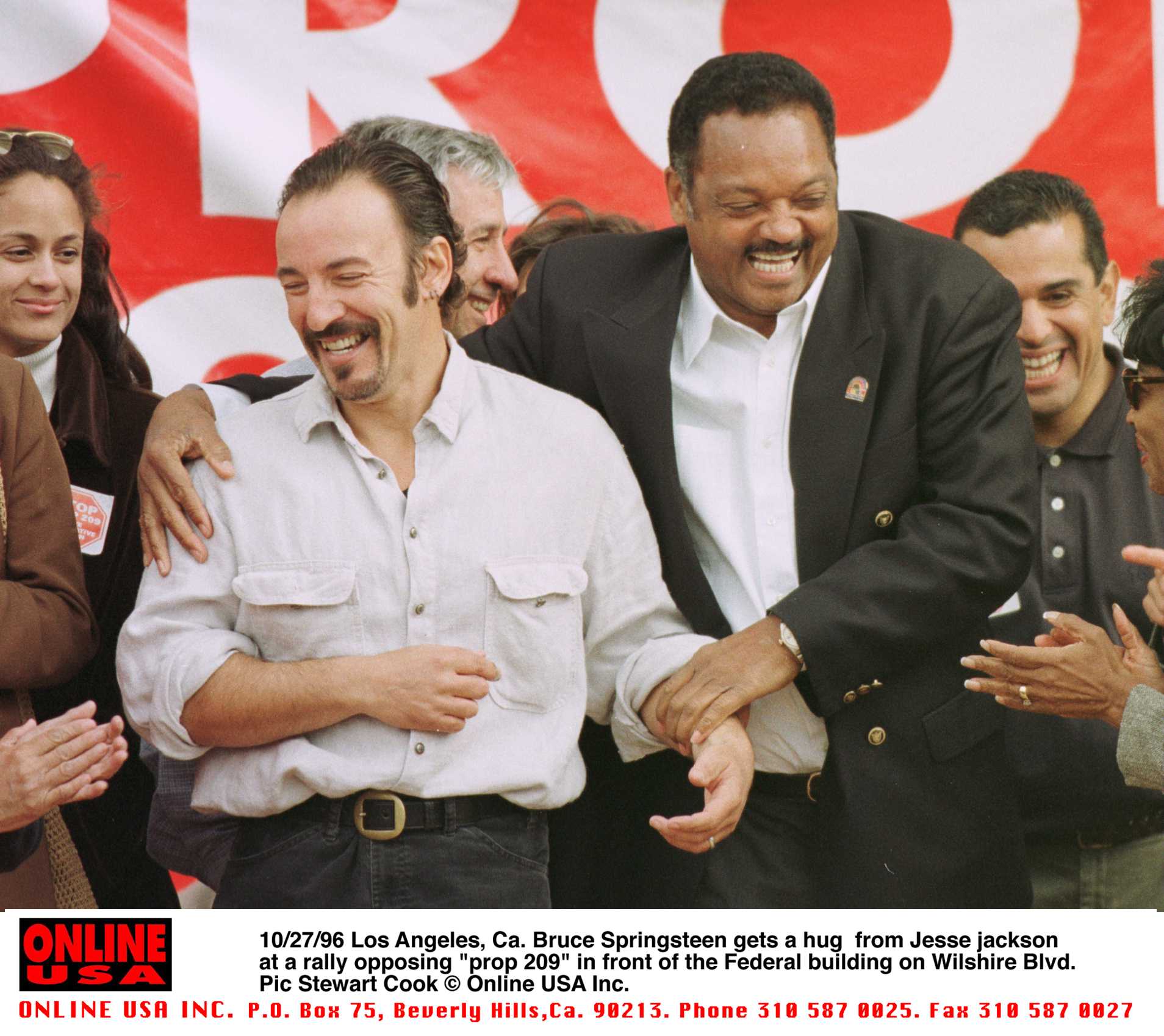 In October 1996, Springsteen and Jesse Jackson teamed up to oppose California Proposition 209, a ballot initiative aimed at ending affirmative action programs in the state