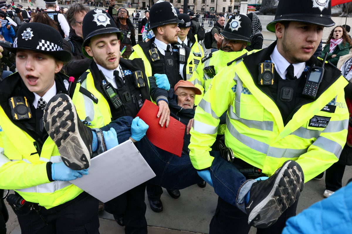 Protesters removed by Met Police during Palestine Action demonstration
