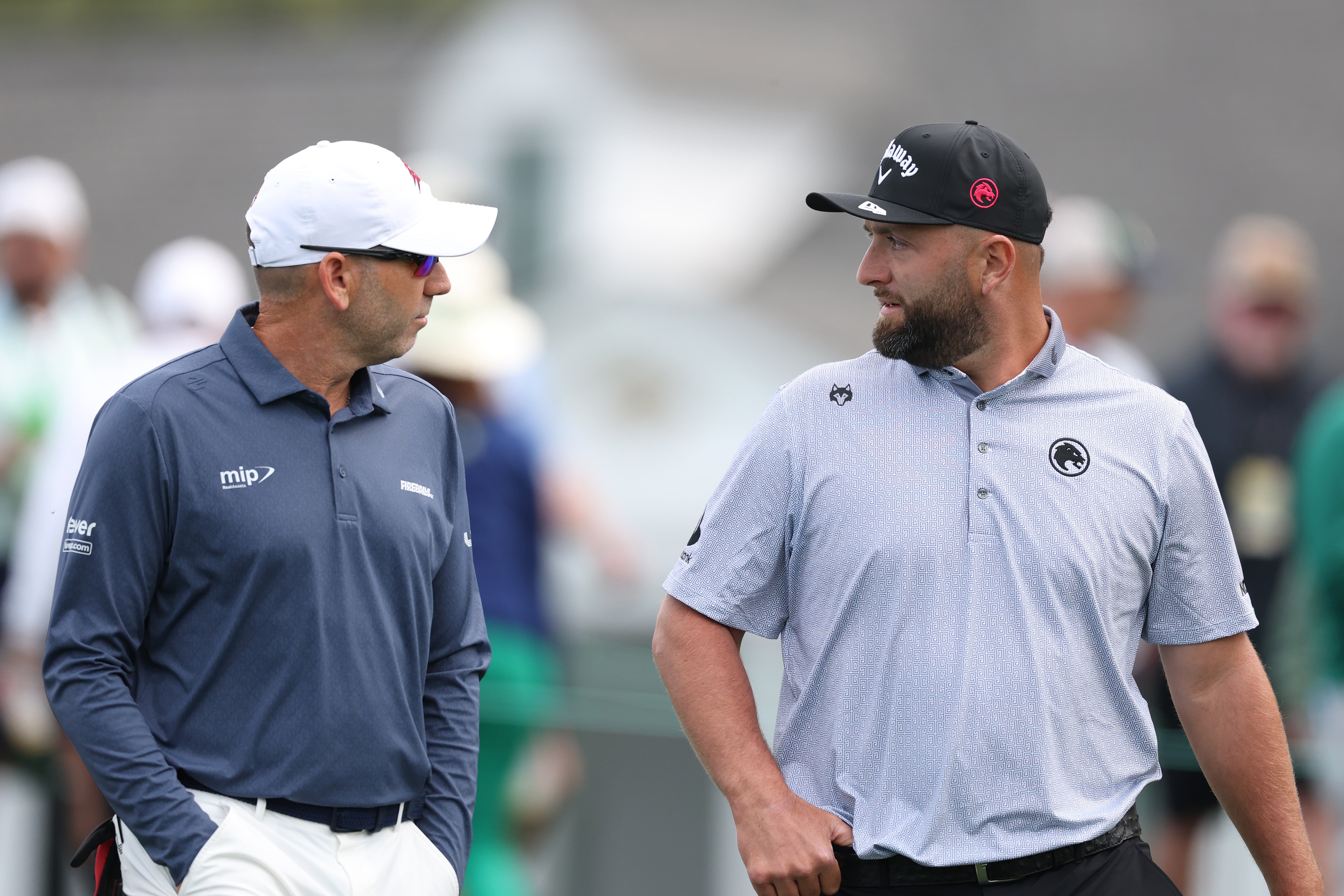 <p>Sergio Garcia (left) smashed his driver on Sunday</p>