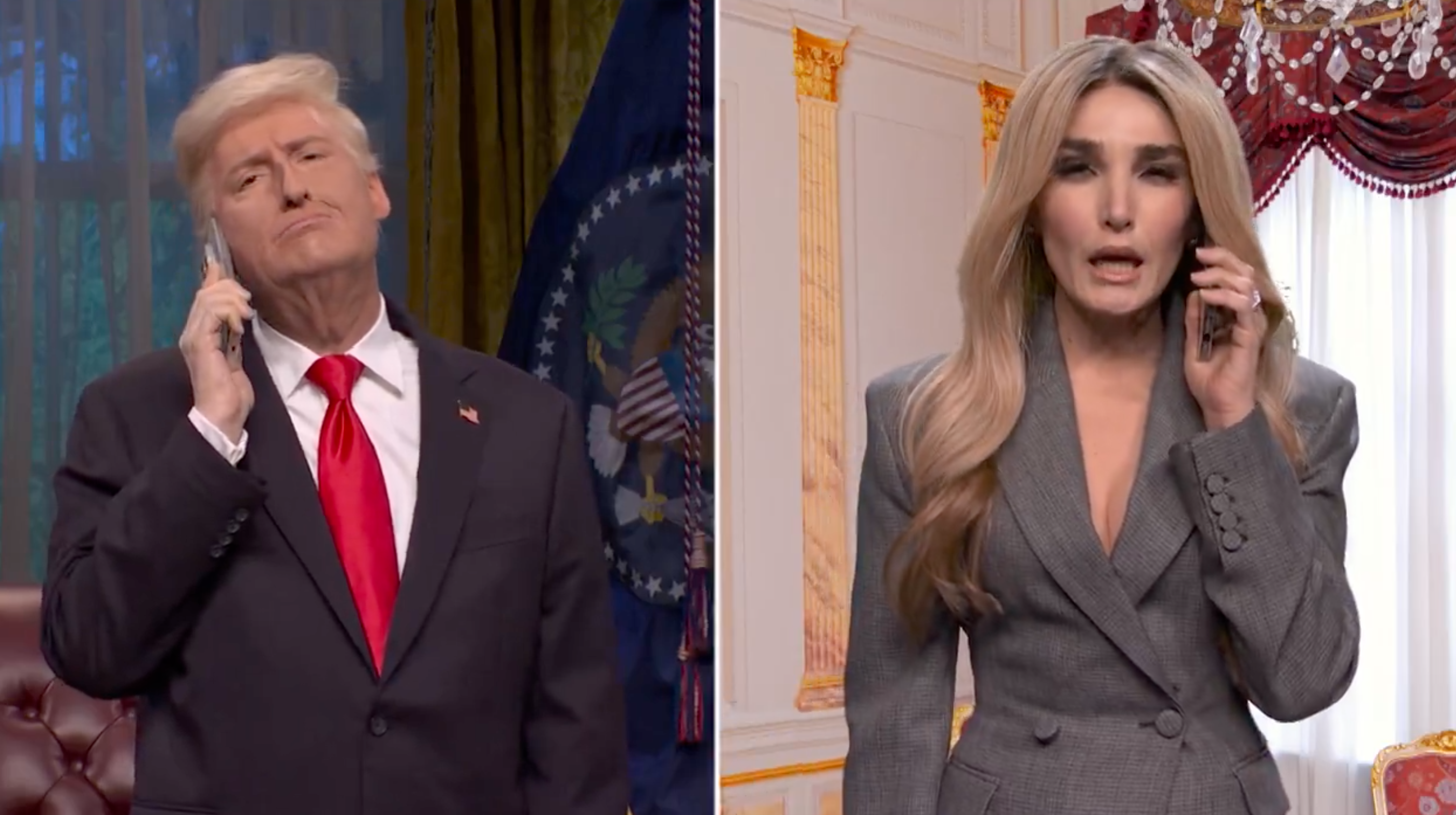 <p>Saturday Night Live's April 11 cold open featured James Austin Johnson as President Donald Trump speaking to Chloe Fineman's First Lady Melania Trump about her upcoming Epstein remarks </p>